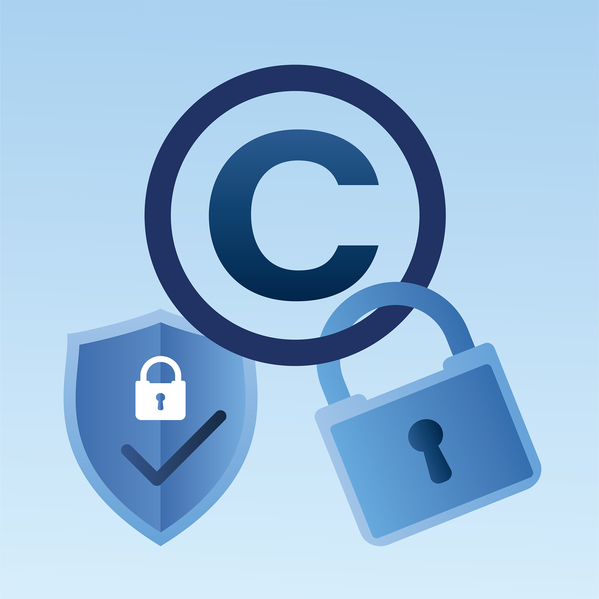protection sign copyright with padlock and security shield. pate