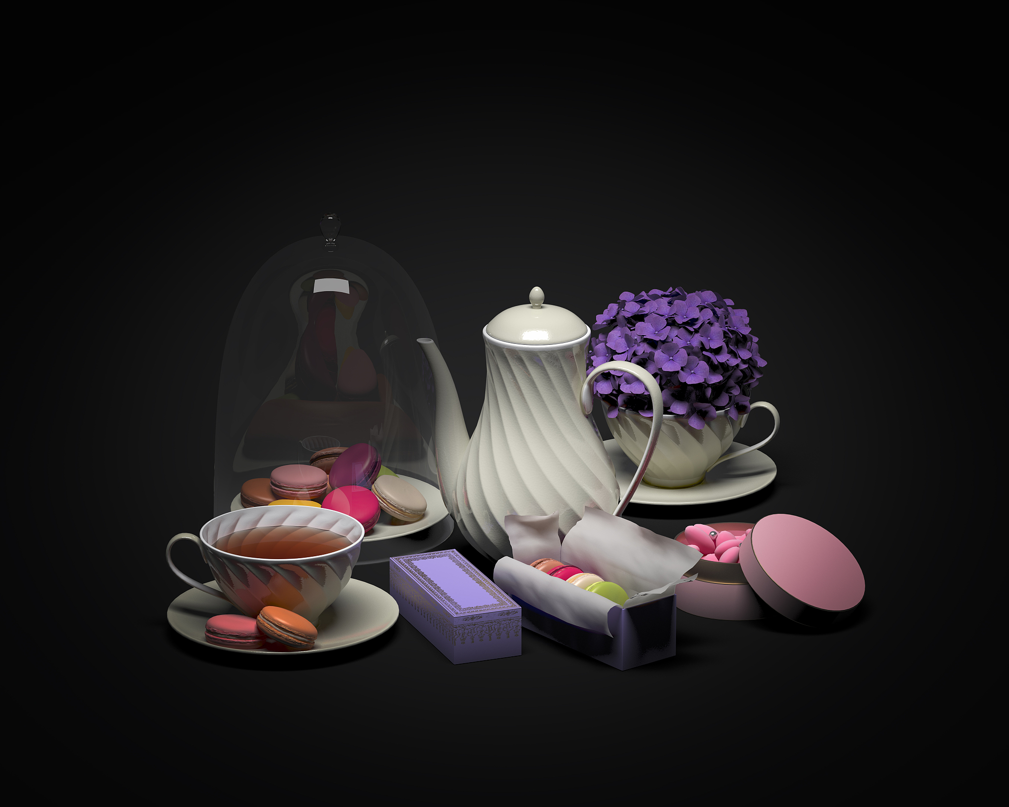 macaroon with tea