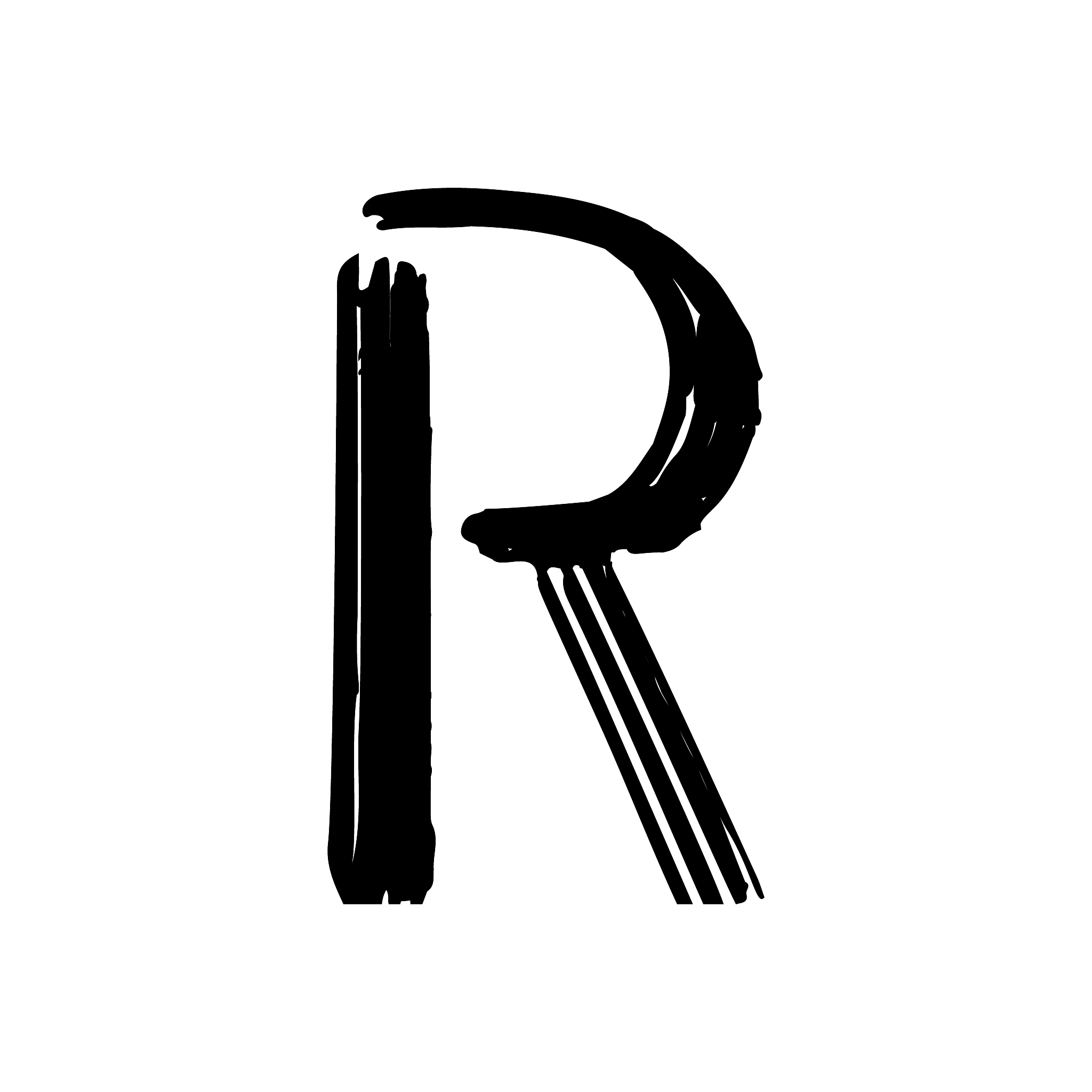 capital letter r painted by brush