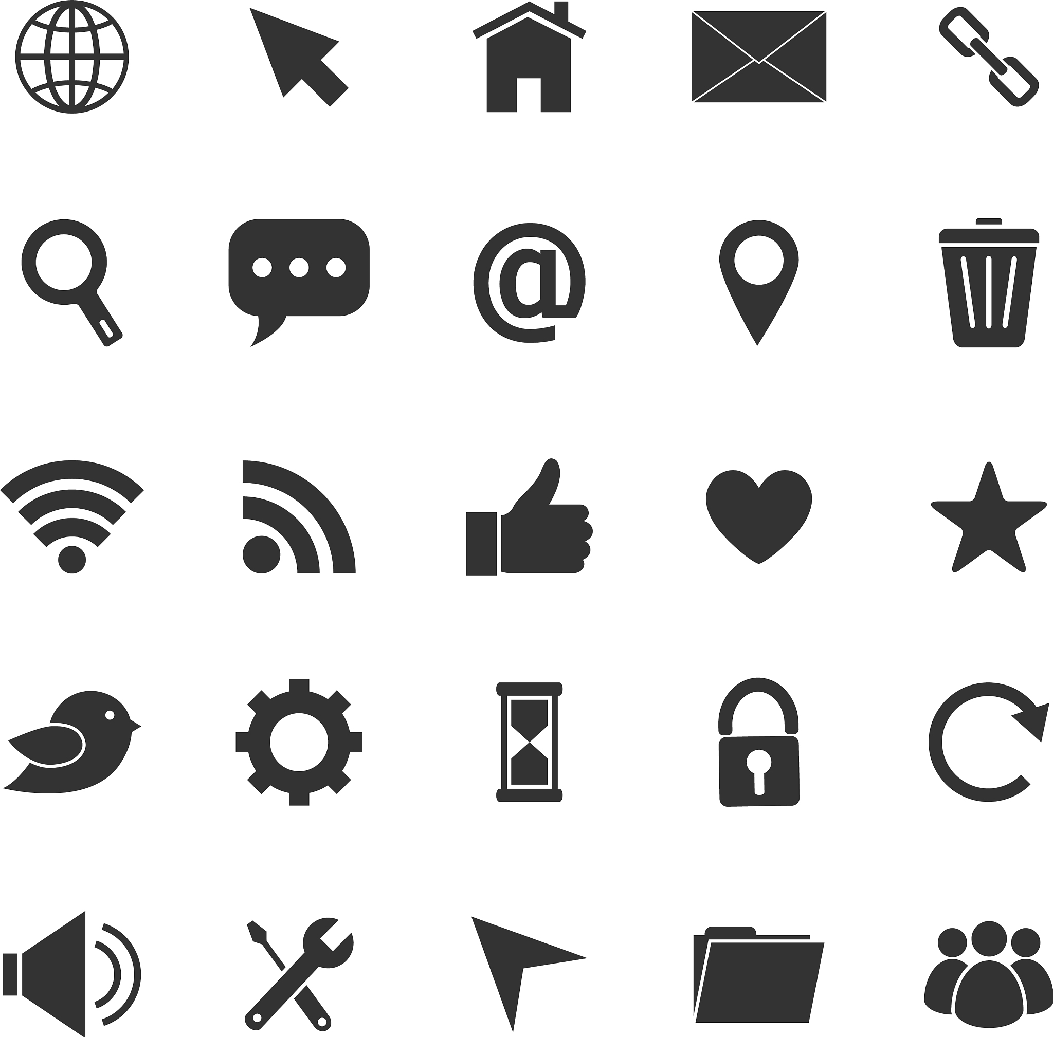 website icons on white background