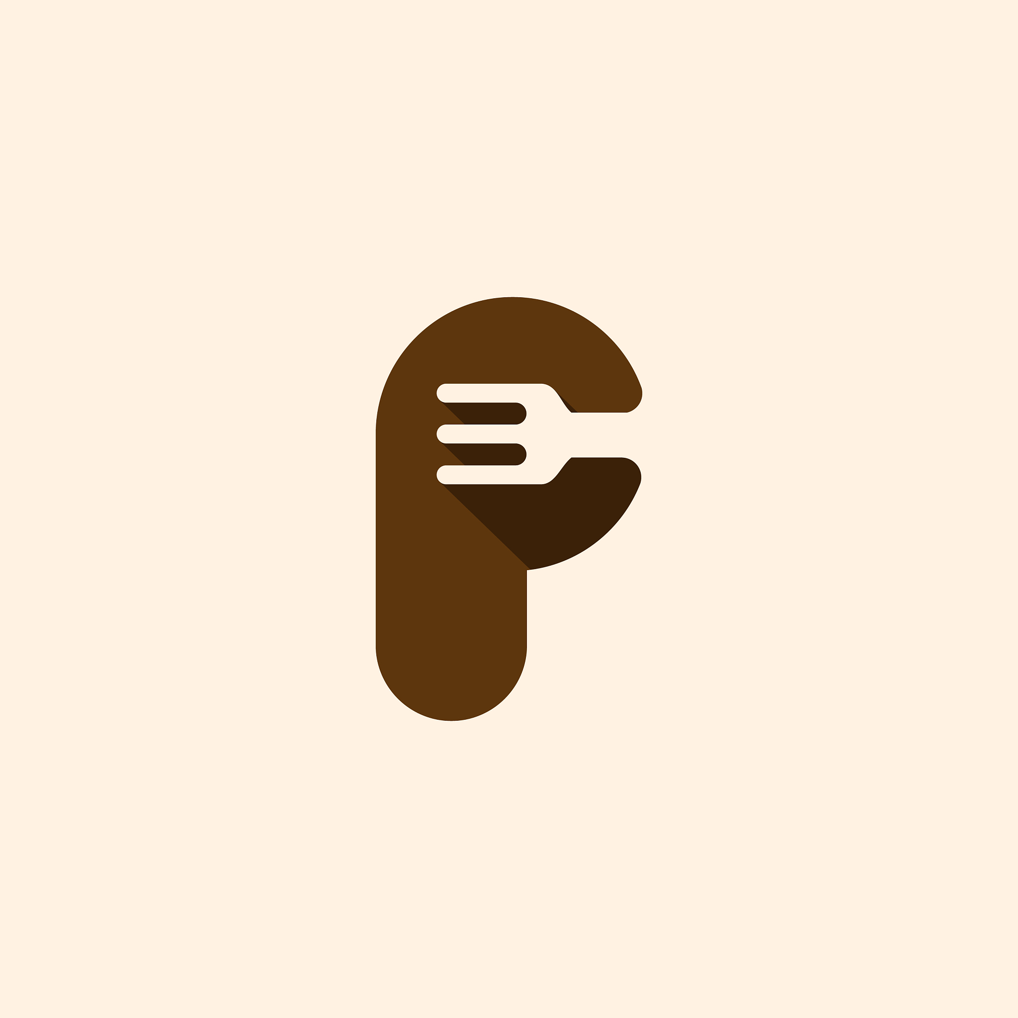 letter p fork food business logo design