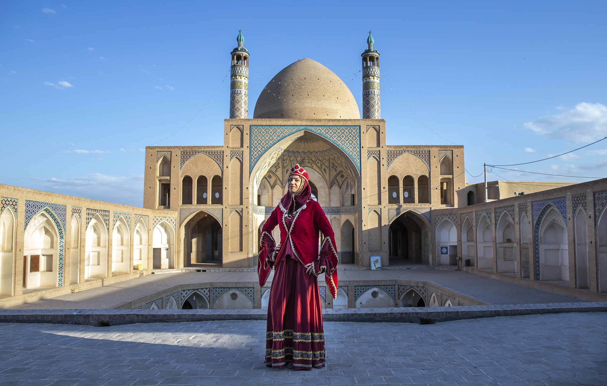 beautiful young iranian lady in a mosque
