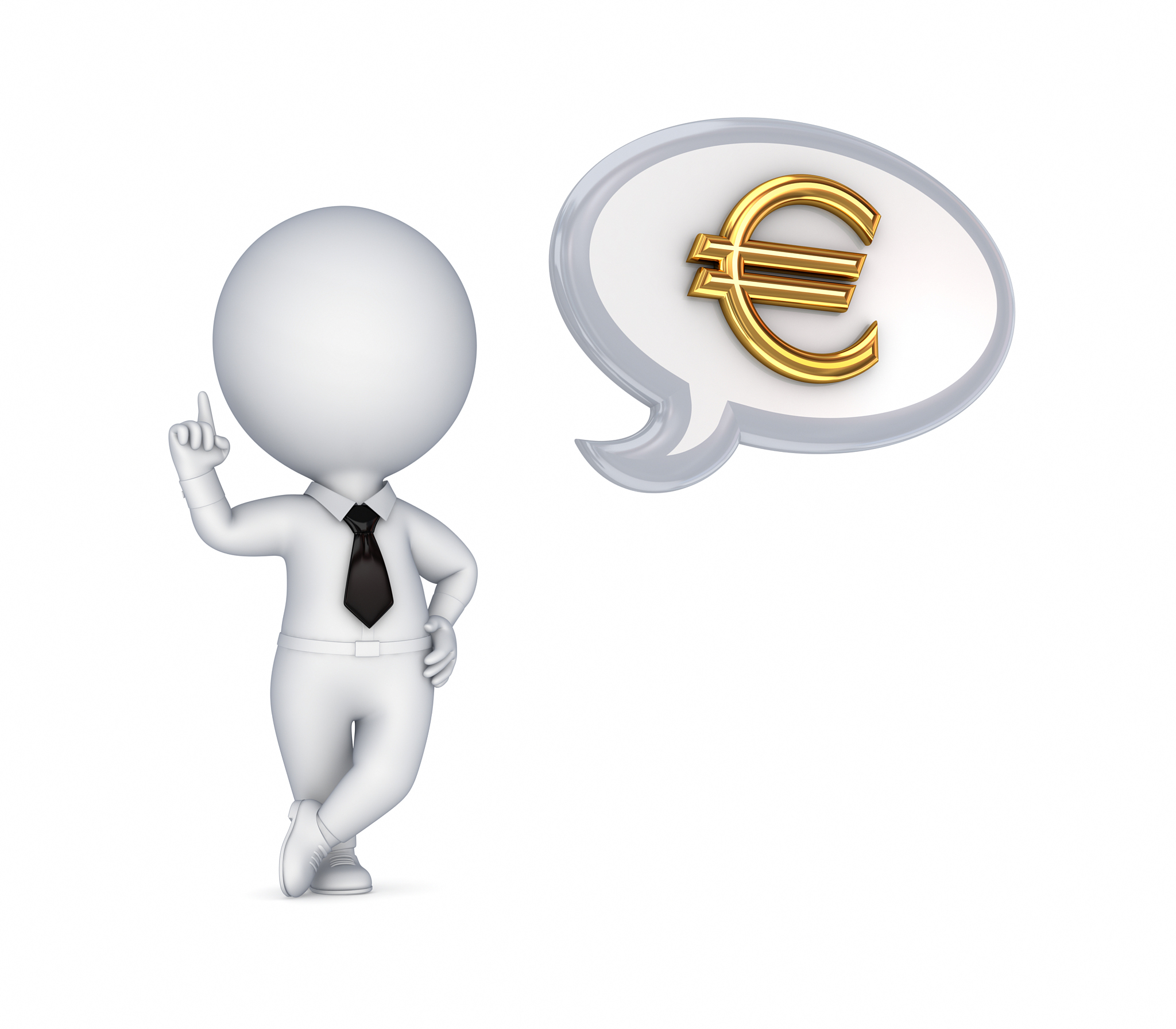 3d small person and euro sign.