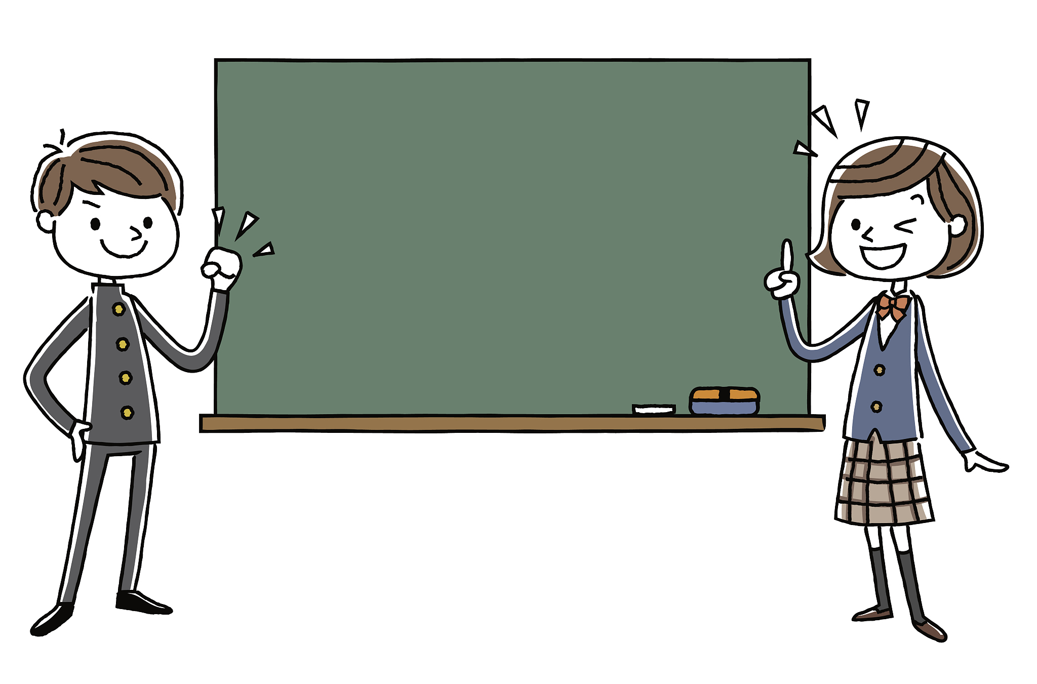 students standing in front of the blackboard