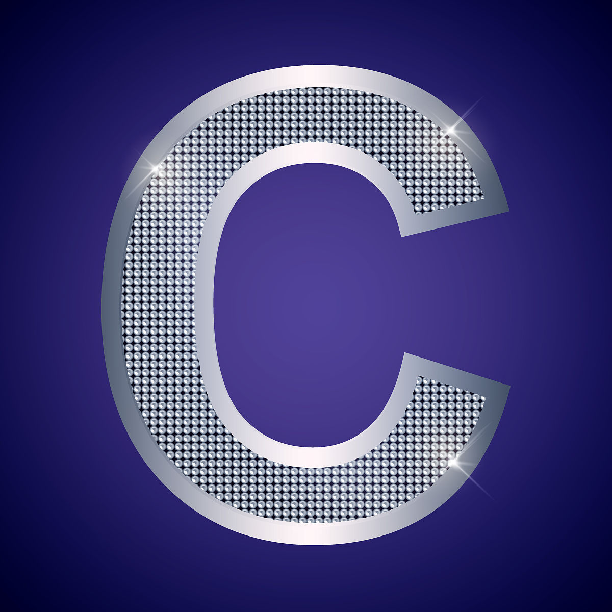 漂亮的银色字母<strong>c</strong>,配上明亮的钻石.