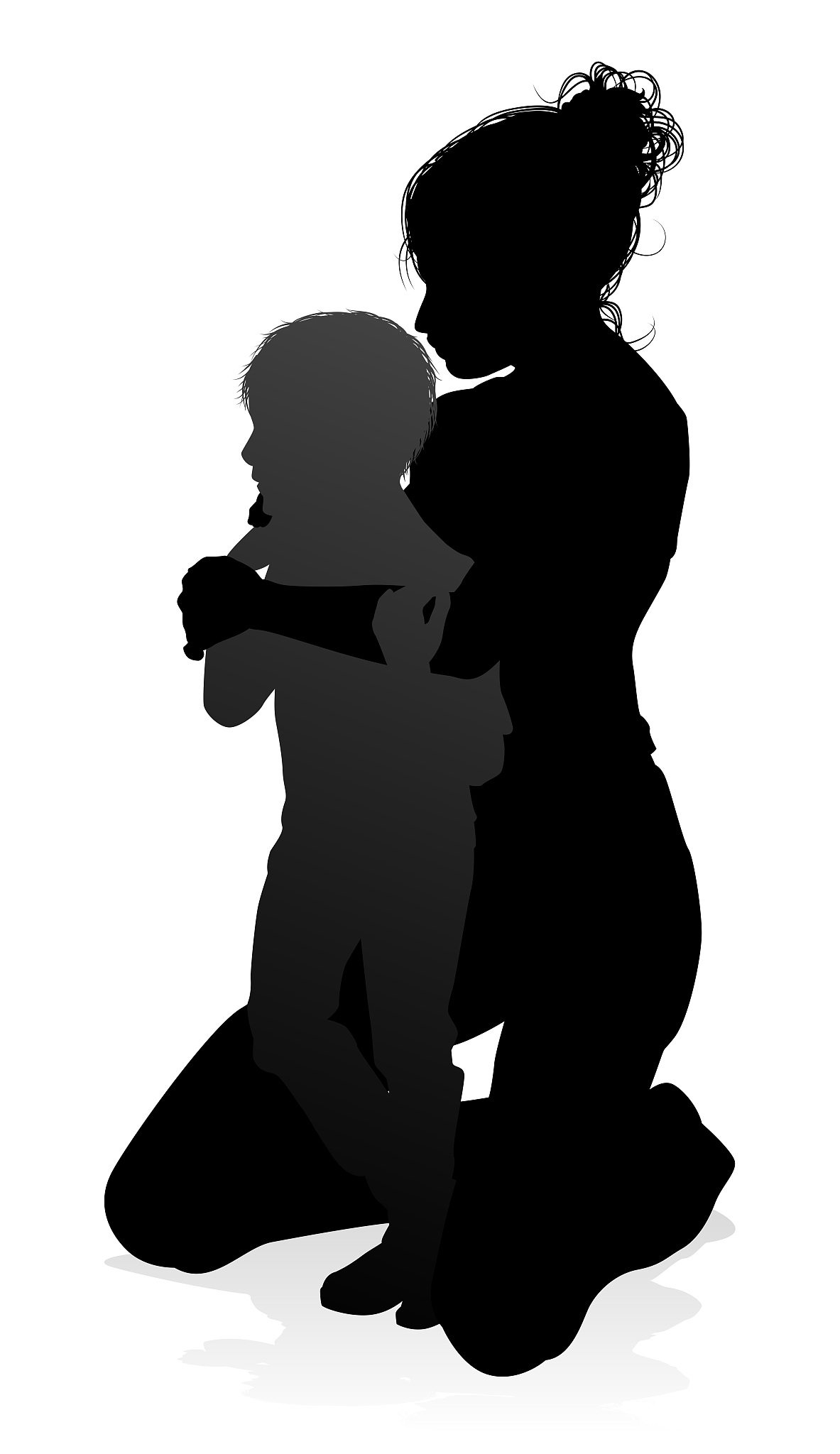 mother and child family silhouette