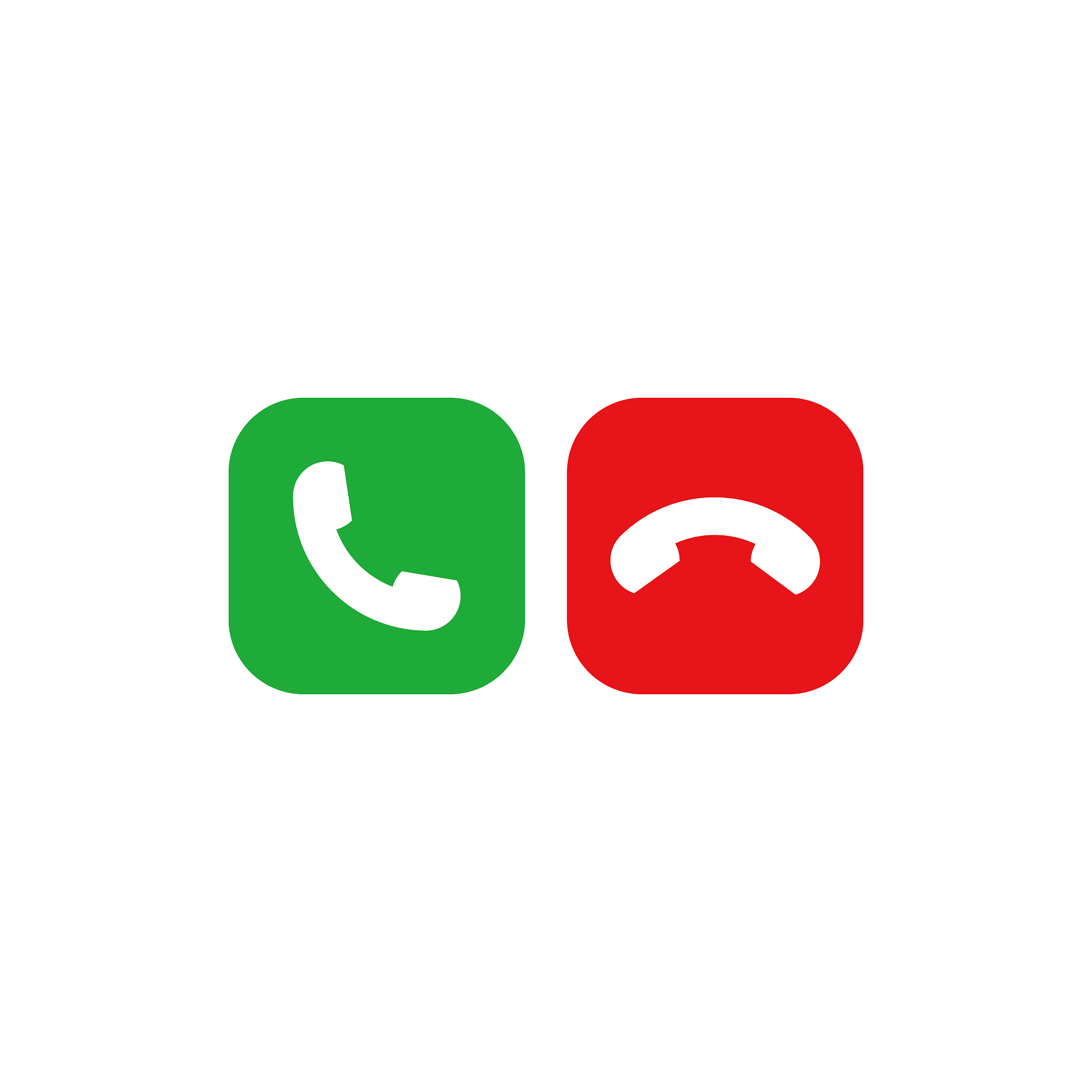 phone icons for call in red and green square.