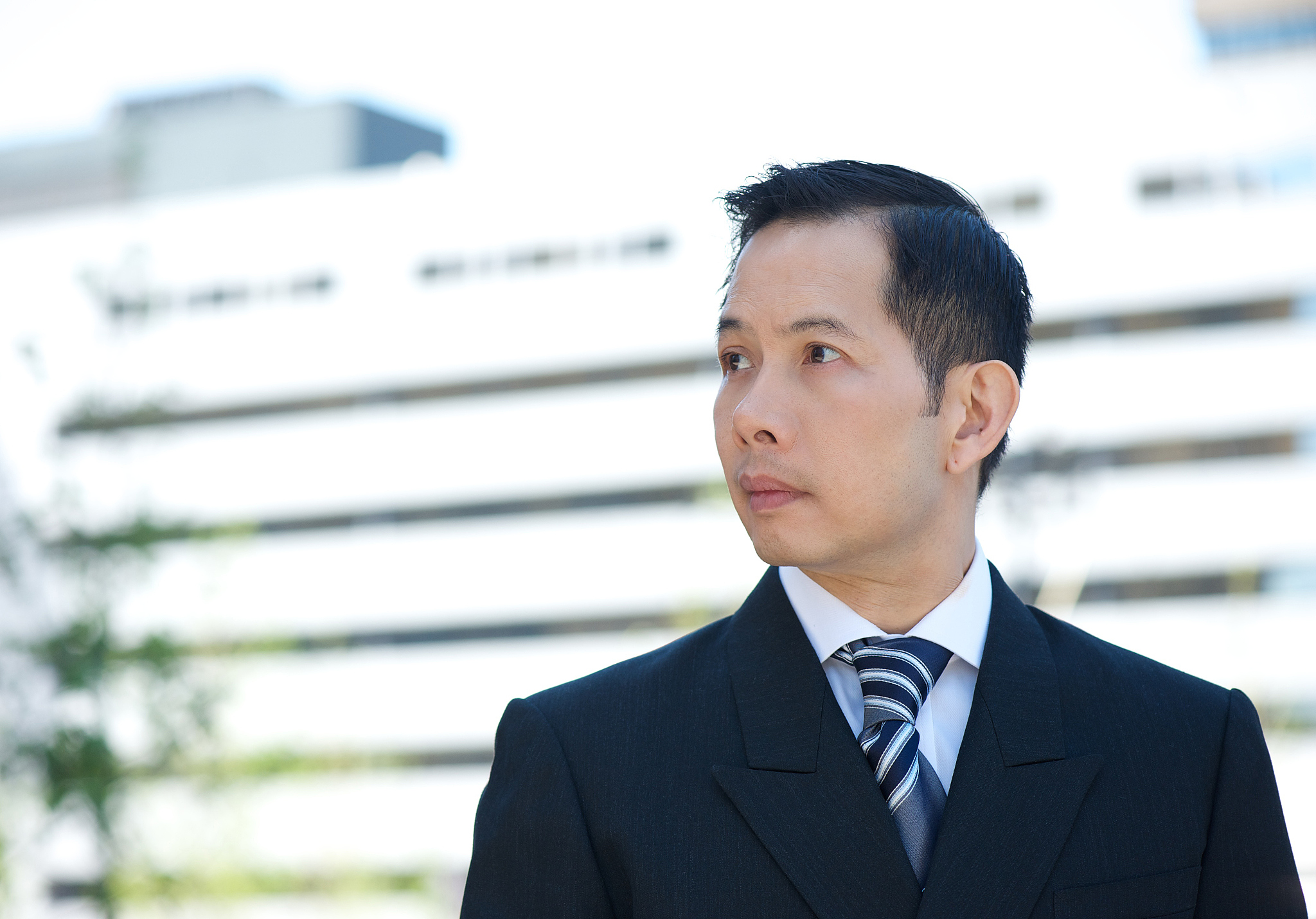 serious businessman in the city
