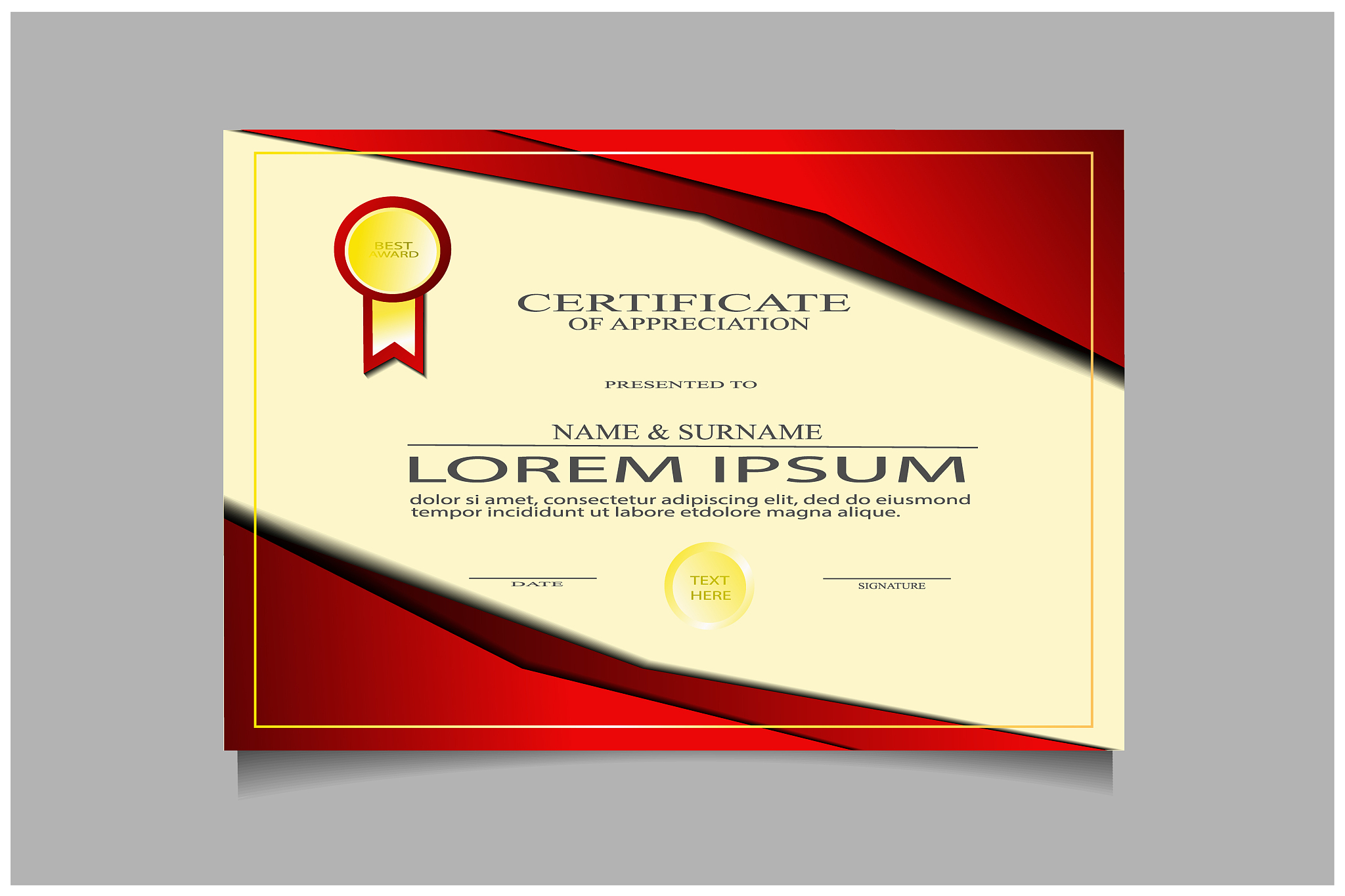 creative luxury certificate of appretiation award template with 