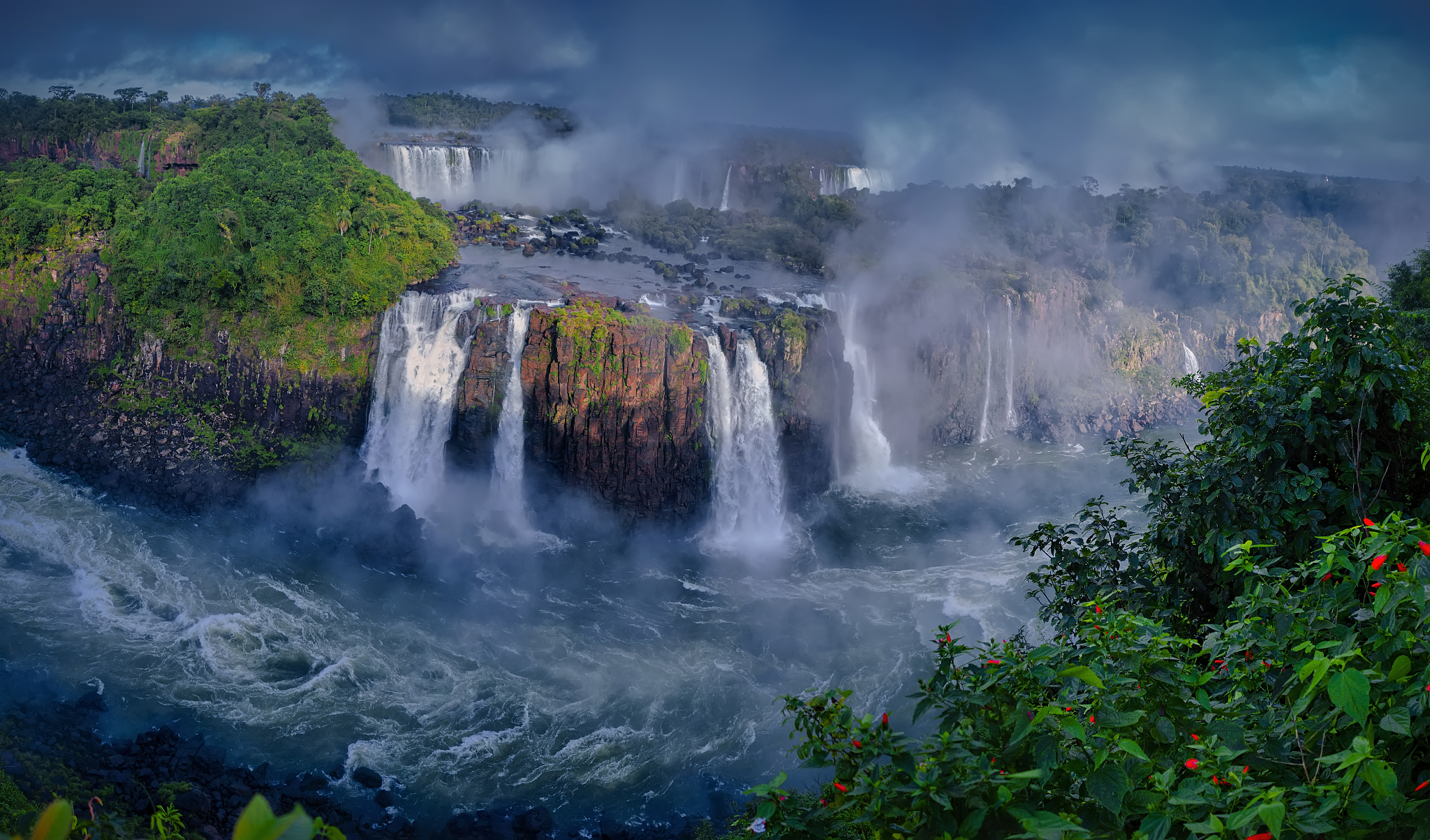 part of the iguazu falls seen from the brazilian national park, 