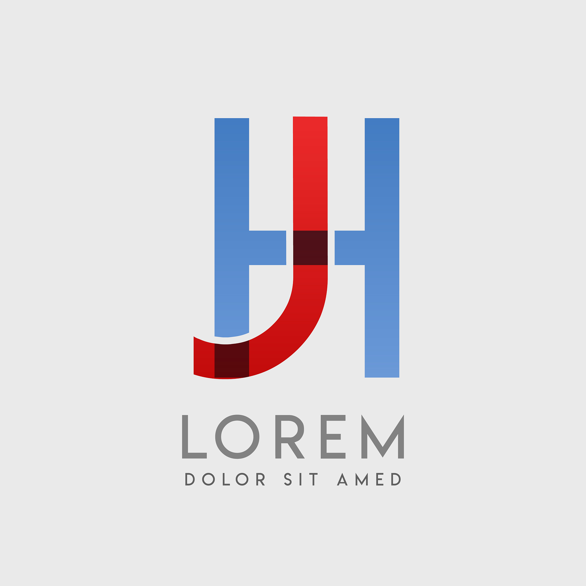 jh logo letters with blue and red gradation