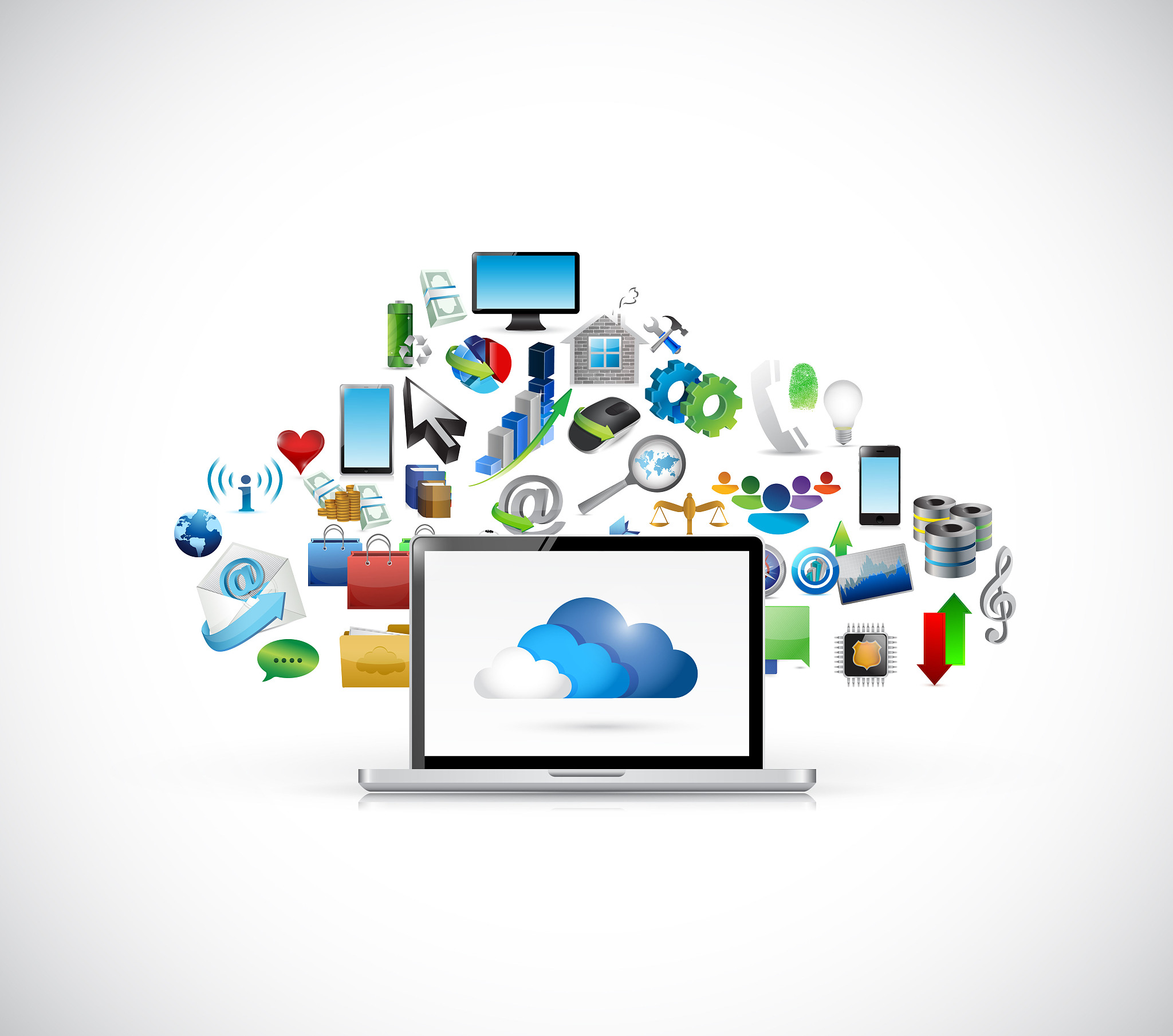 computer laptop cloud computing icons