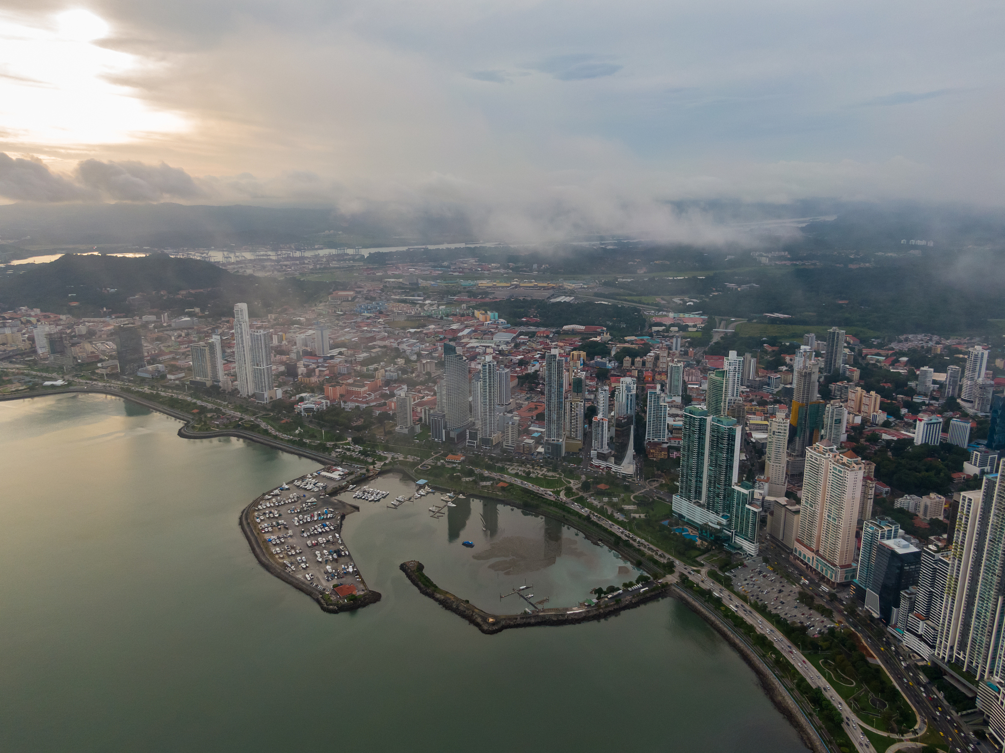 beautiful aerial view of panama city