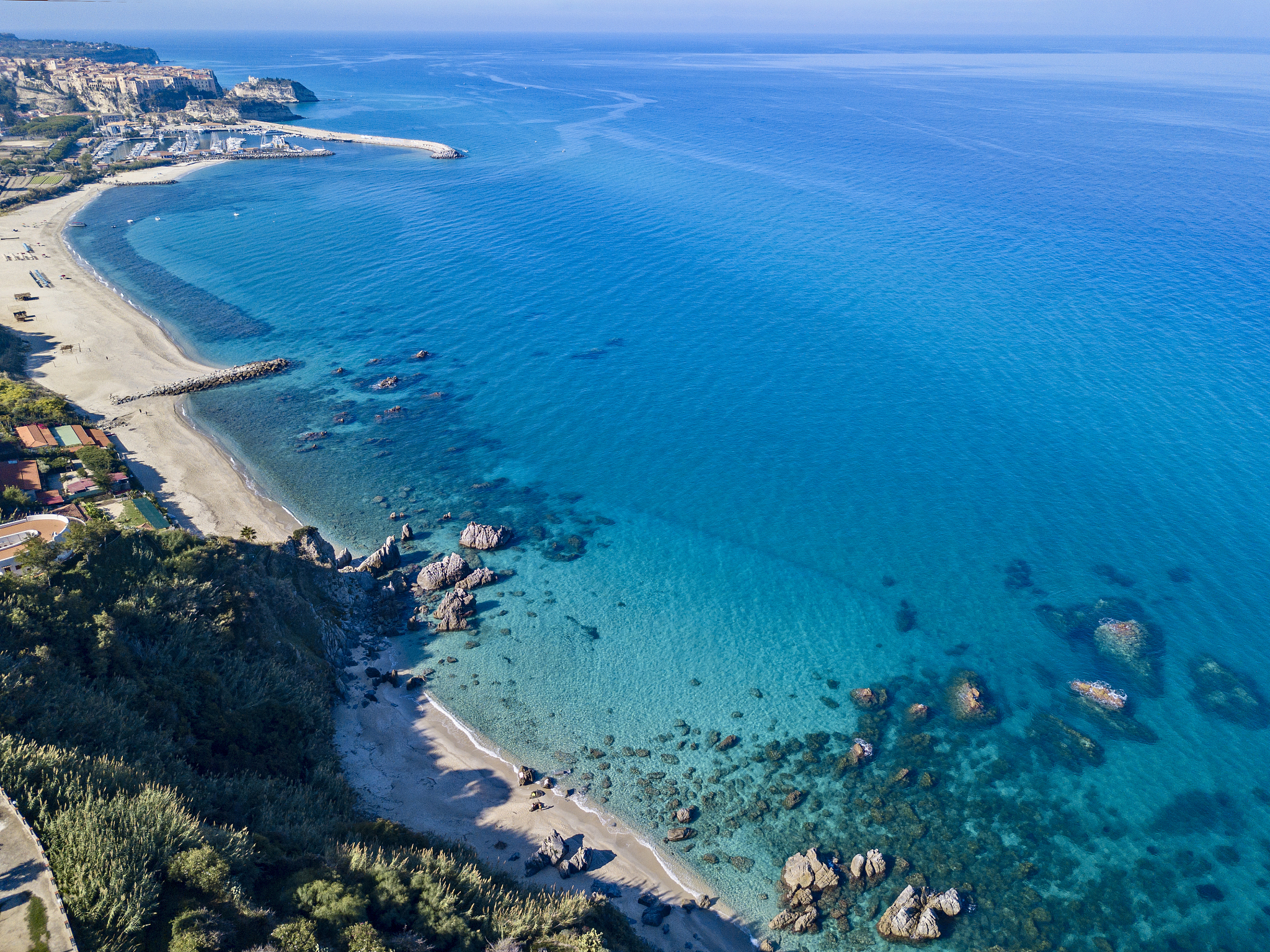 aerial view of rocks on the sea. overview of seabed seen from ab