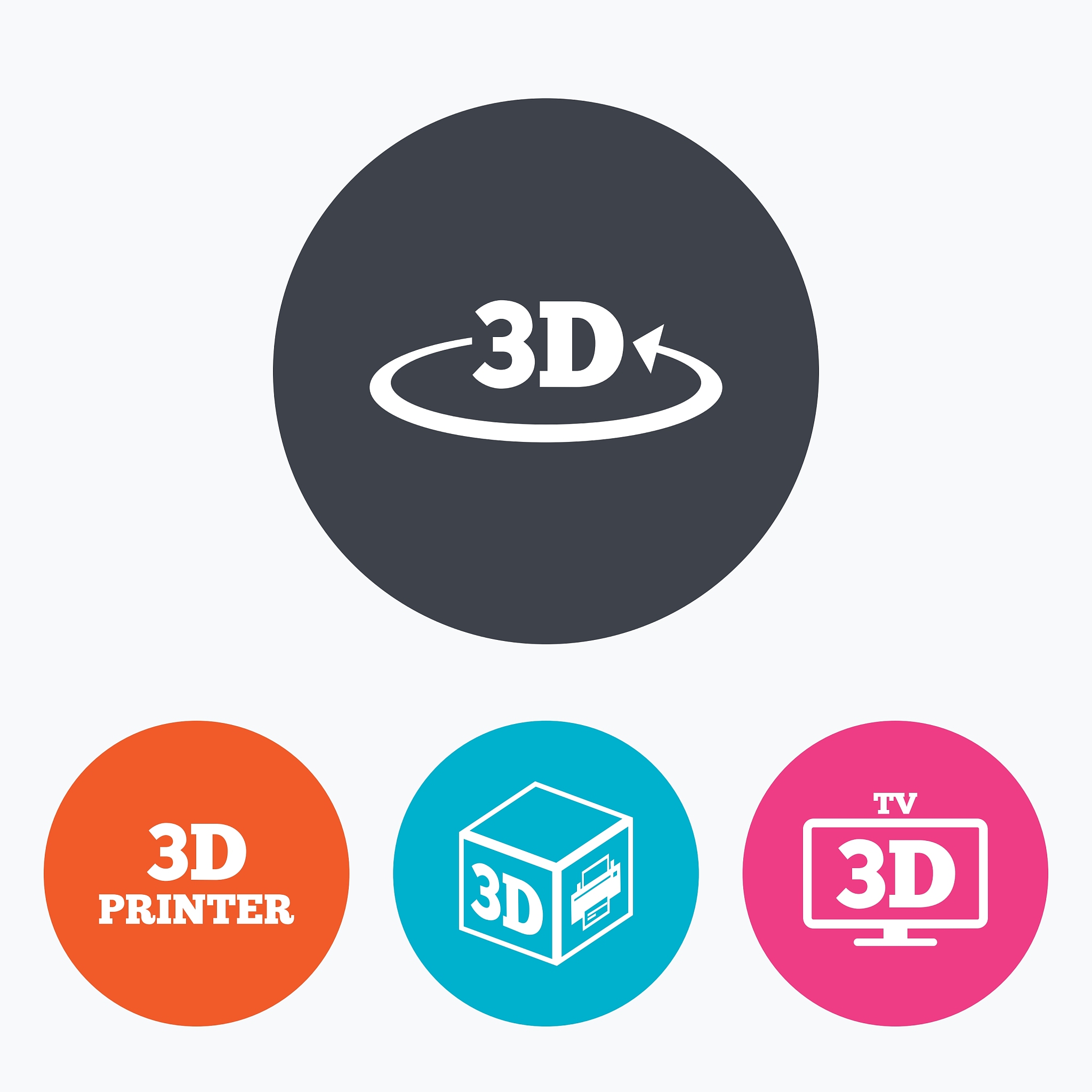 3d technology icons printer rotation arrow
