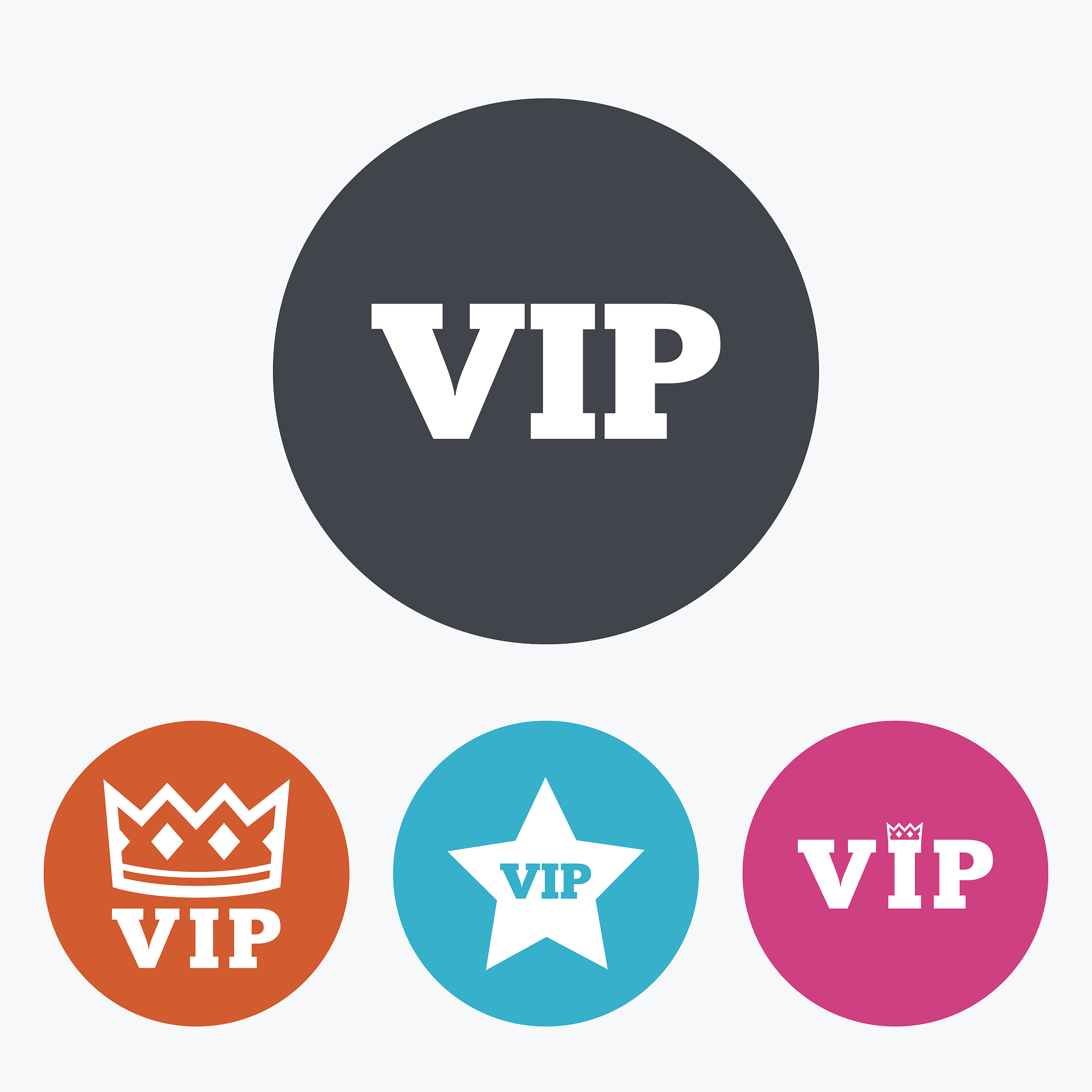 vip icons. very important person symbols.