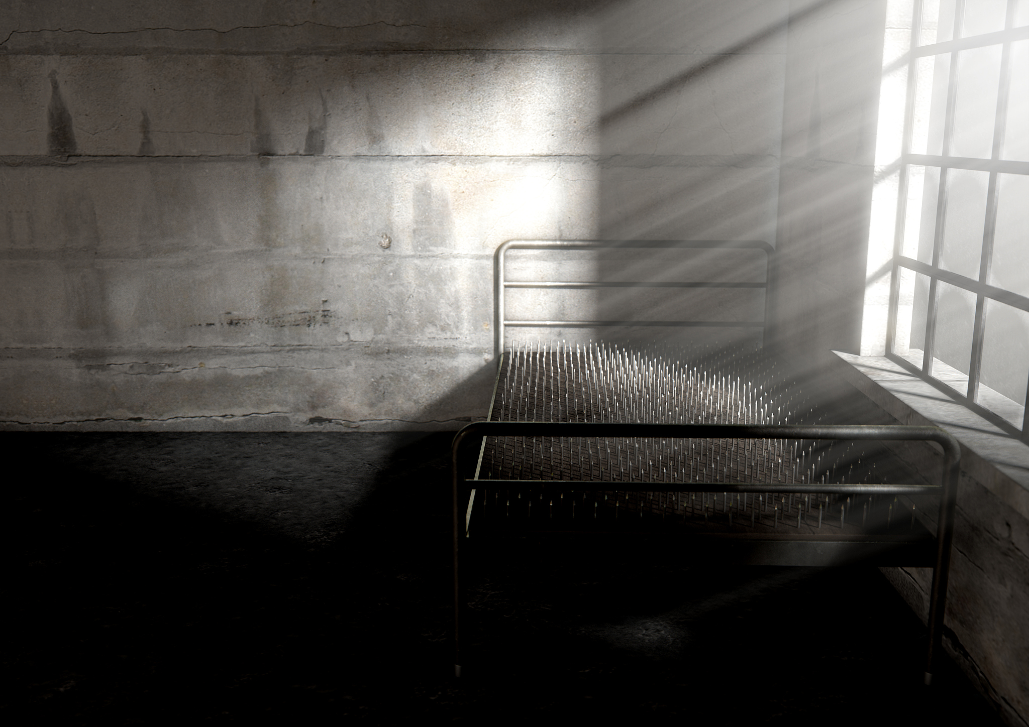 bed of nails in a room
