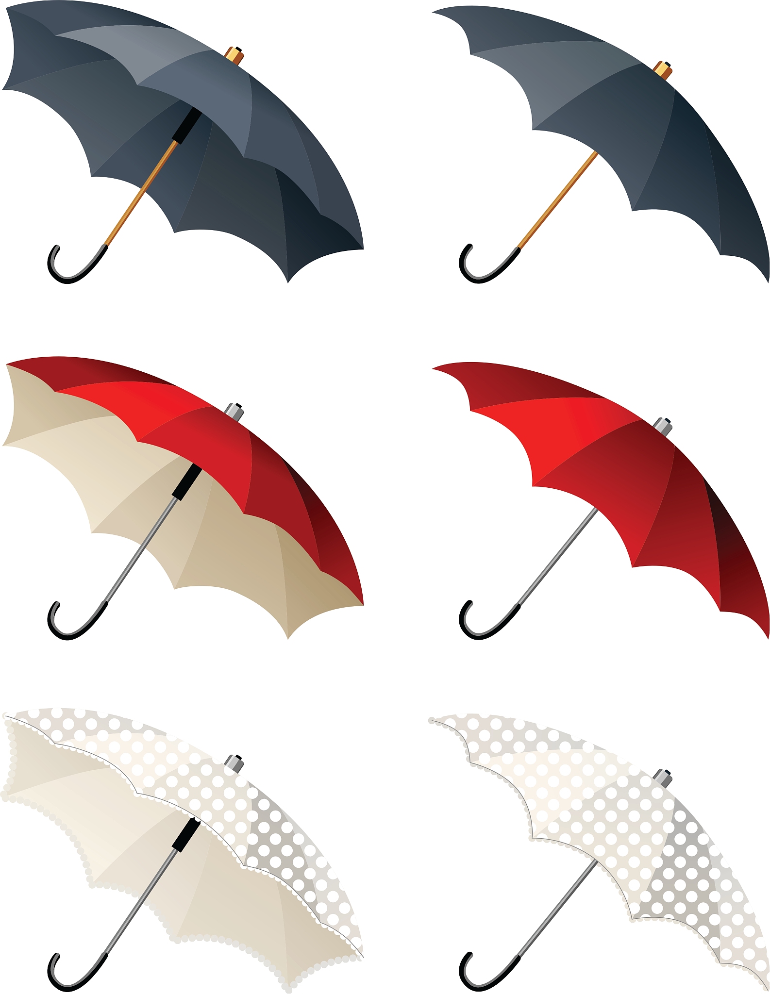 different umbrellas isolated
