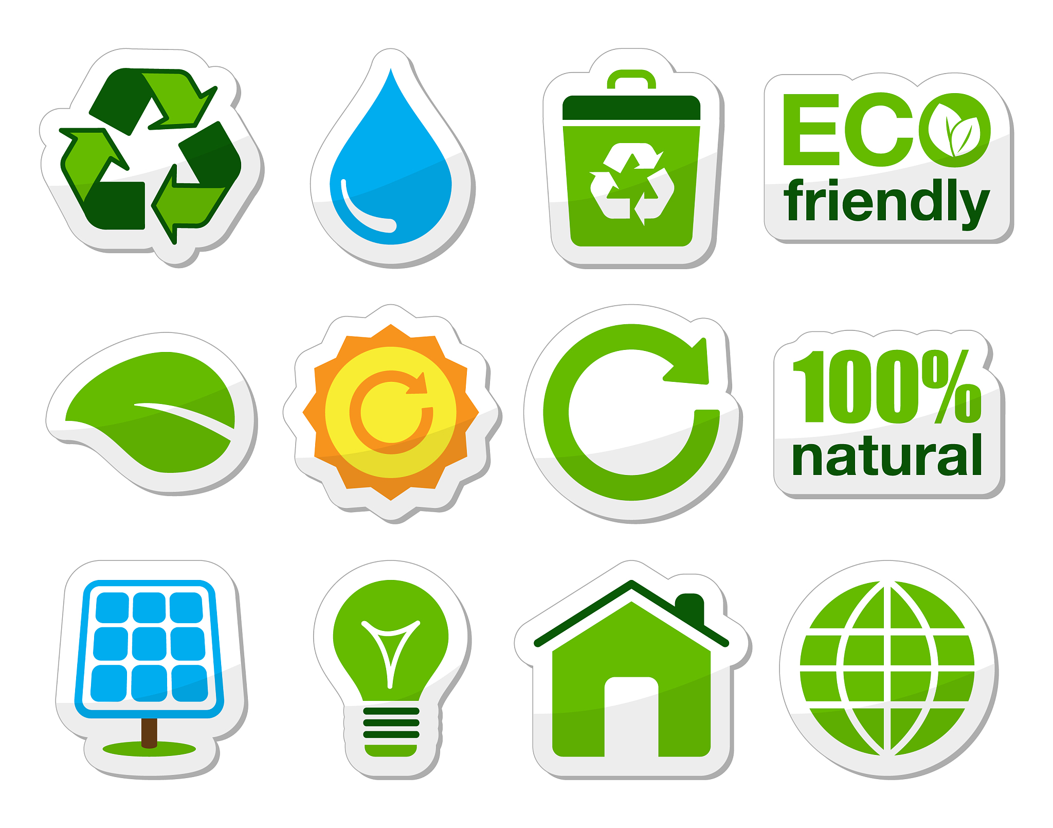 green eco icons set