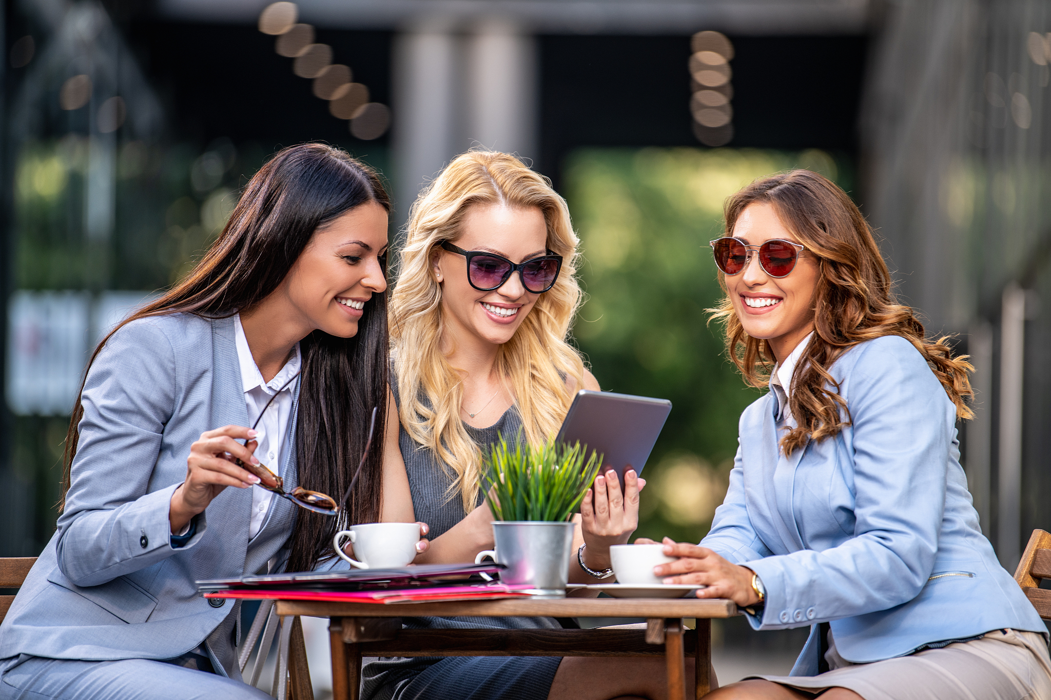 successful business team working together on coffee break