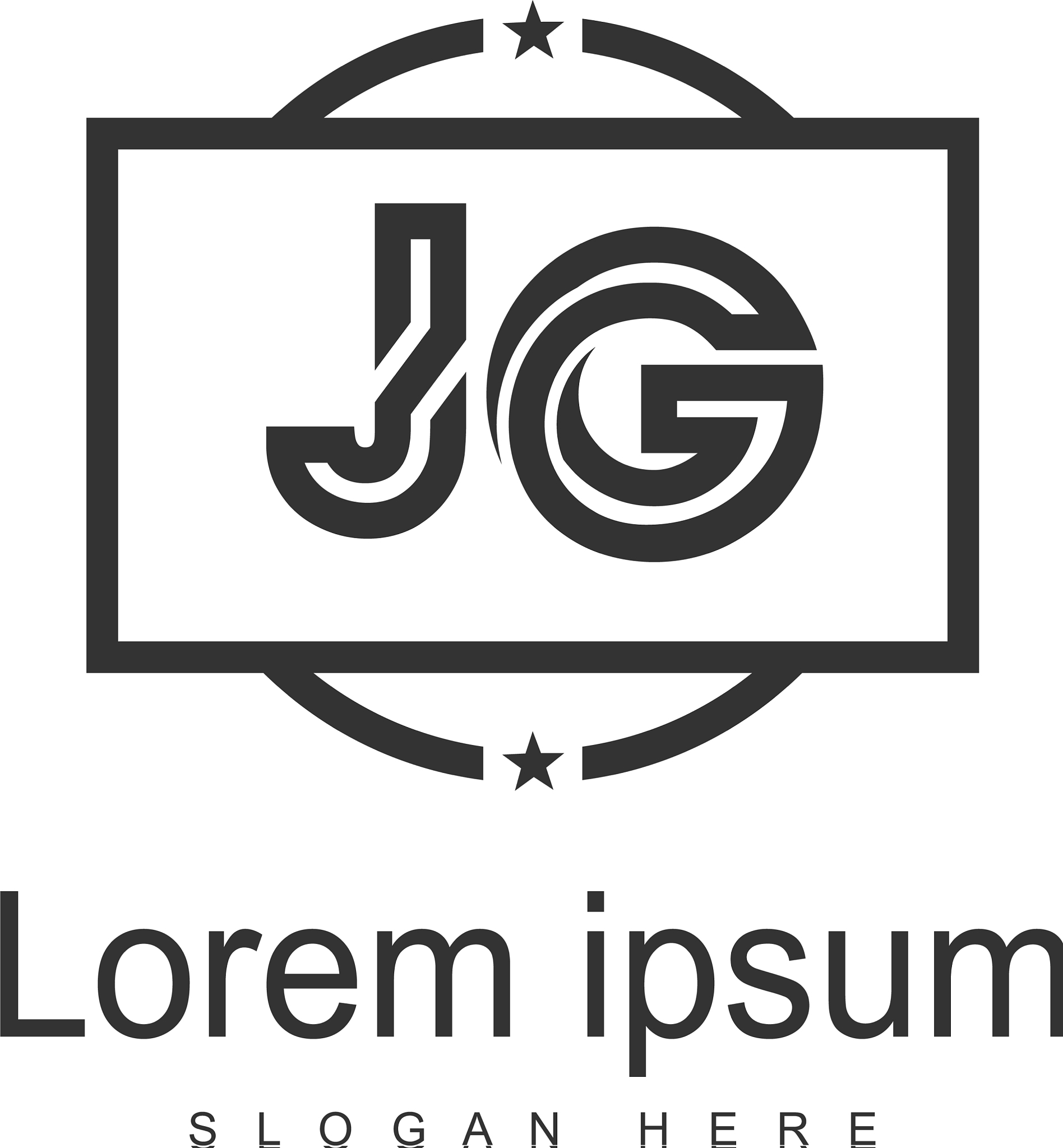 initial jg logo template with modern frame