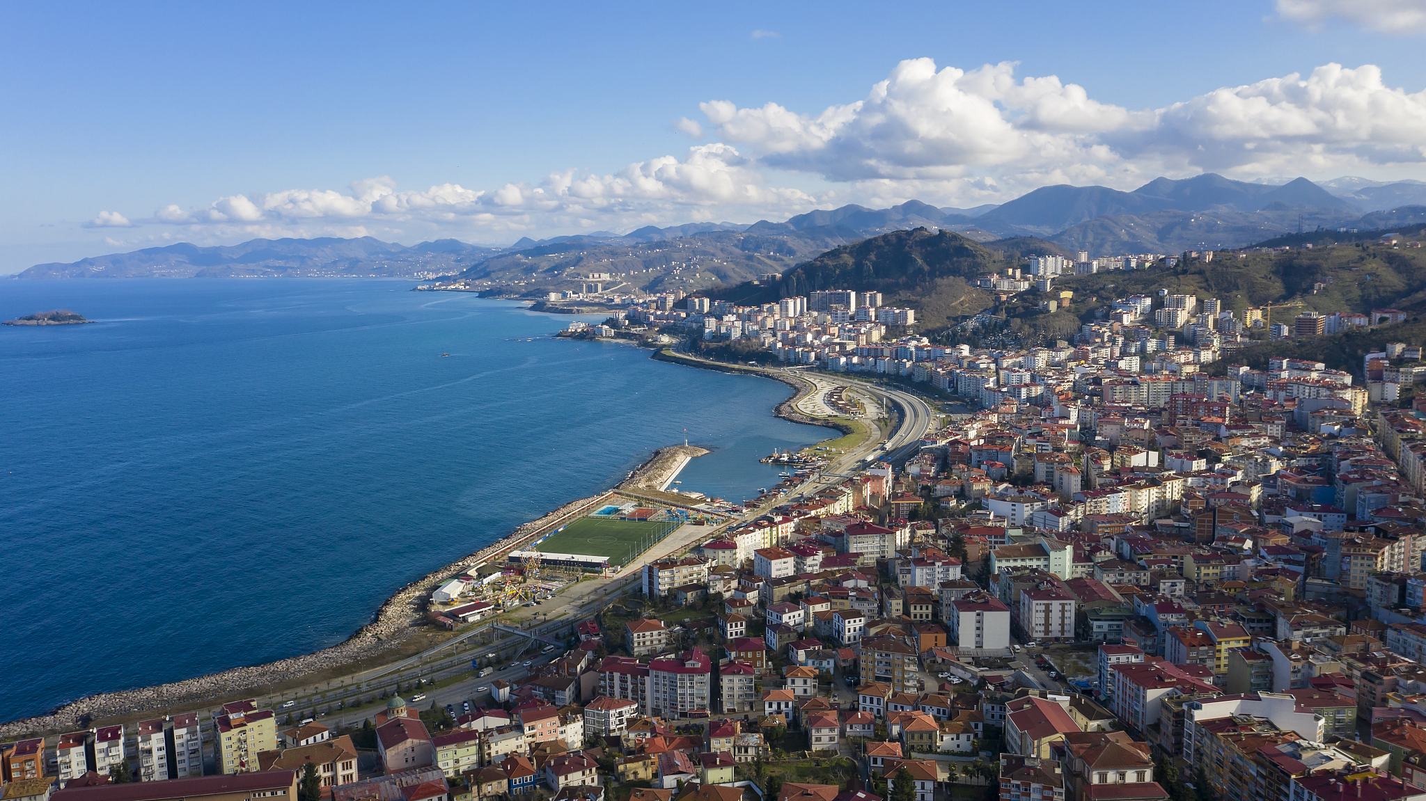 aerial view of giresun city in turkey.