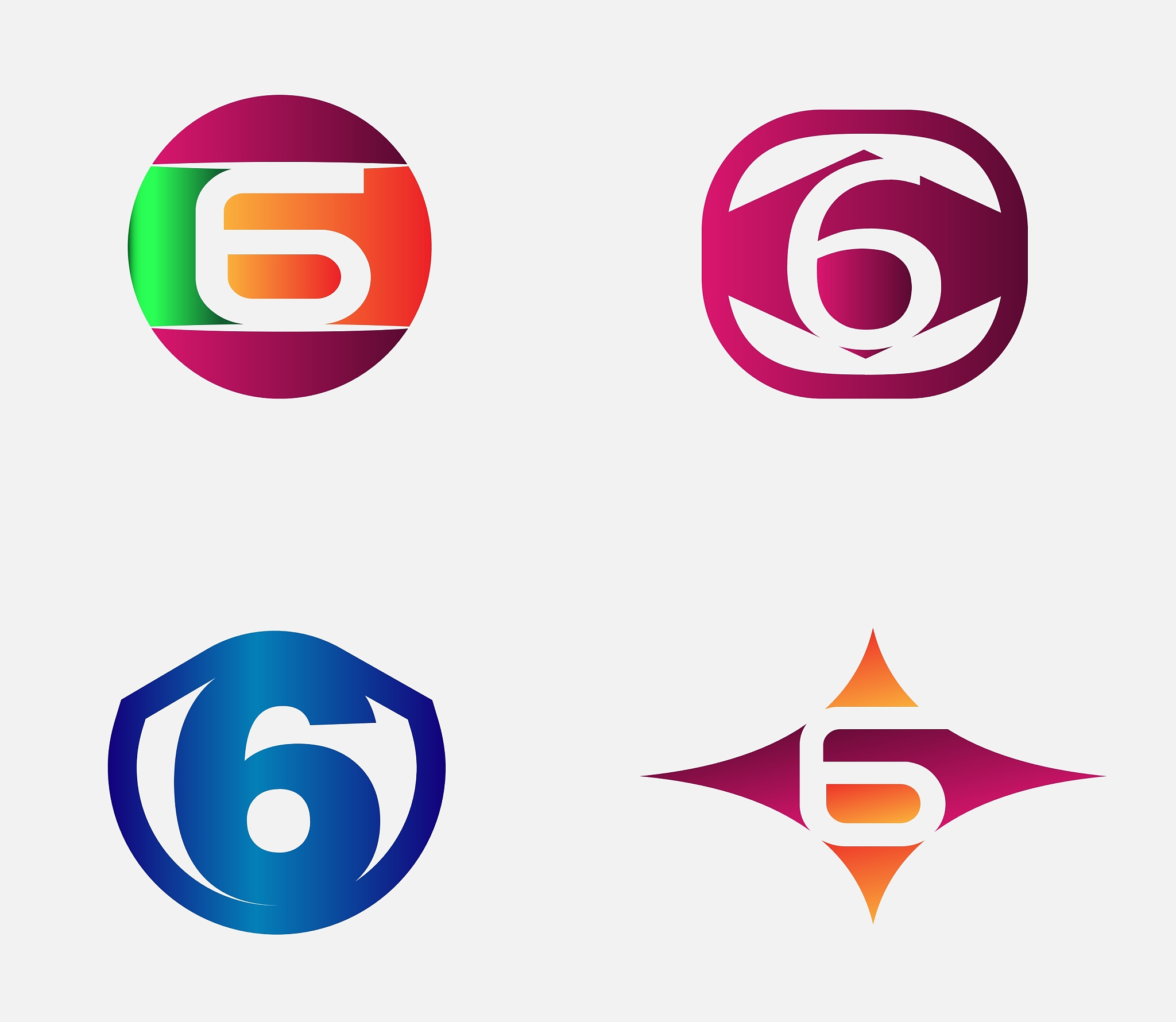 number six logo template abstract icon