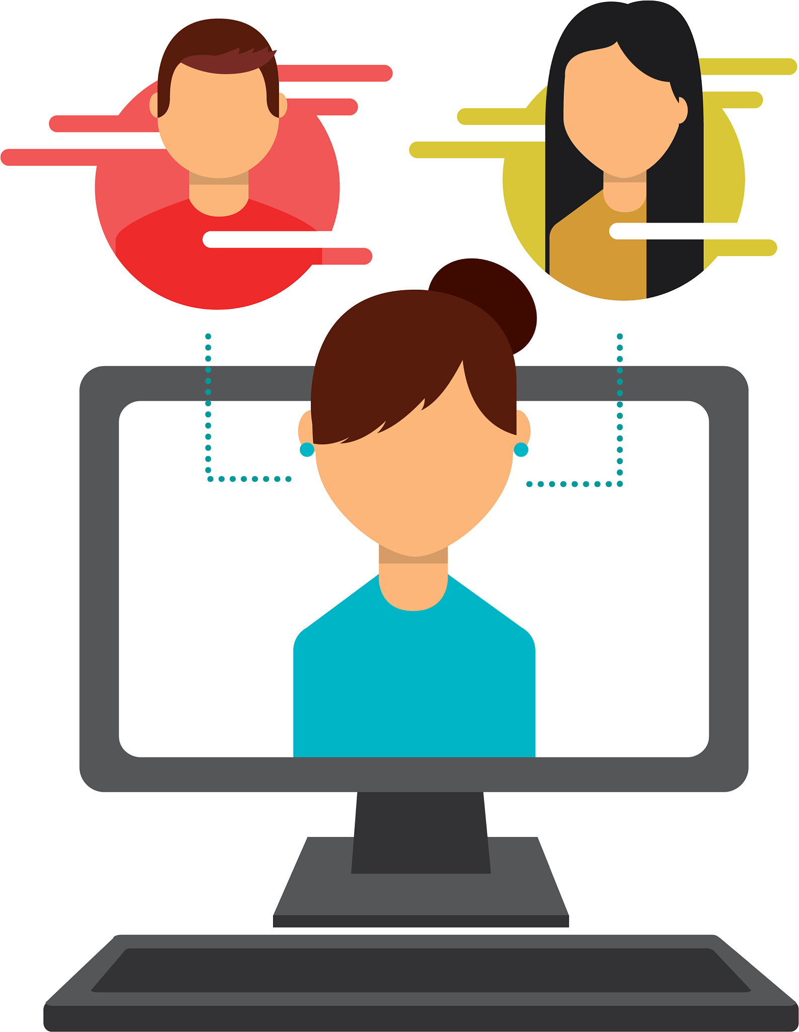 woman on screen computer people social media