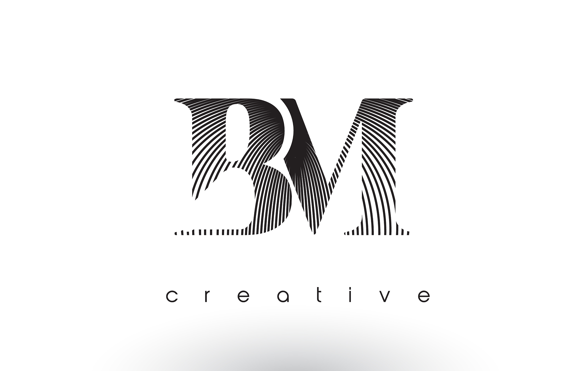 bm logo design with multiple lines and black and