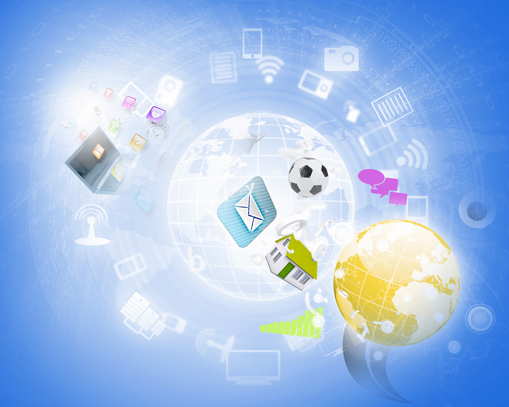 digital background. digital background image with symbols and ic