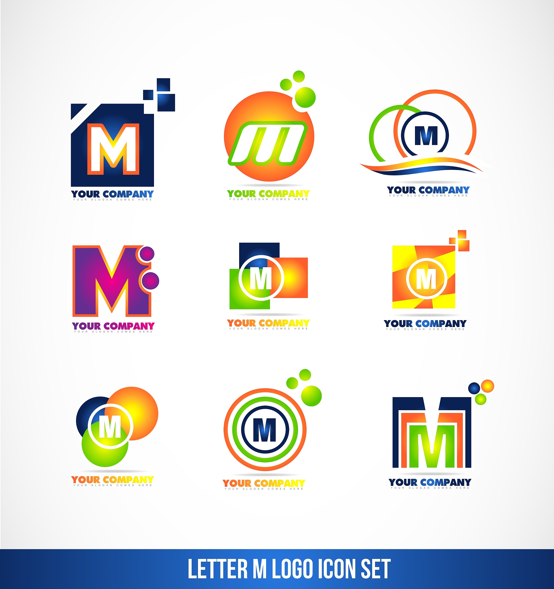 letter m logo icon set