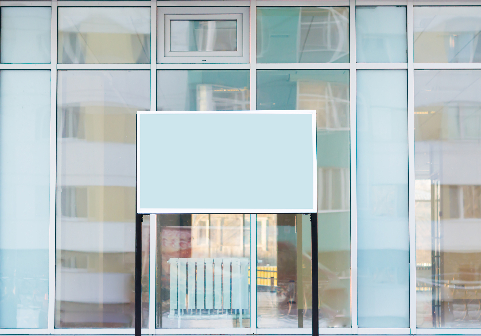 blank sign billboard for text ad on the street in the background