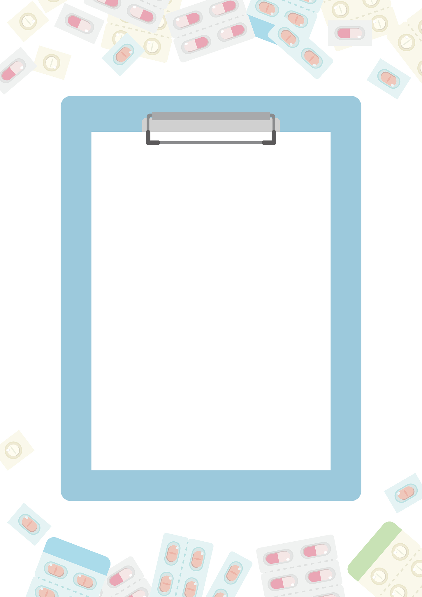 a blue clipboard and medicine. background material (a4 or a3 ver