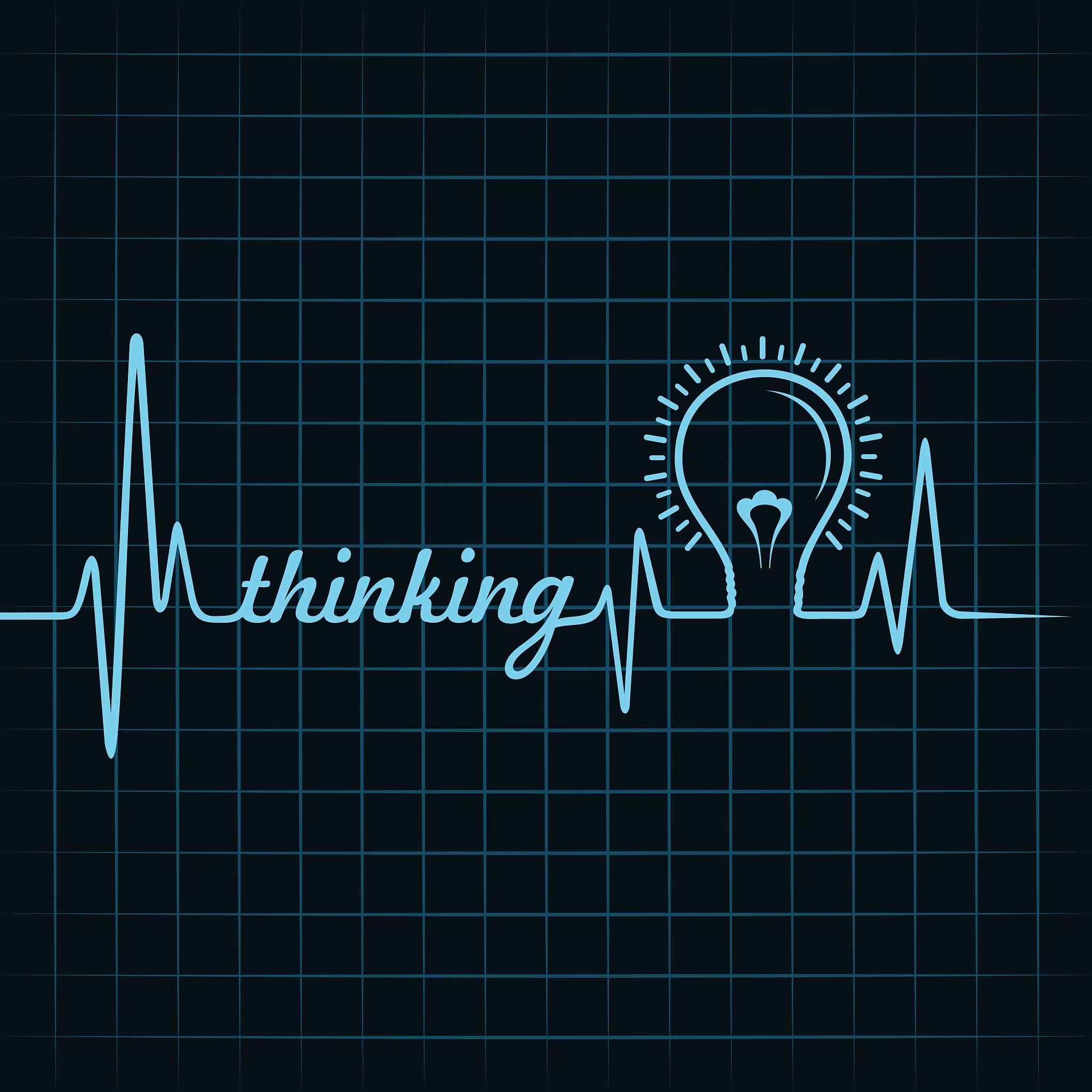 heartbeat make thinking word and light-bulb stock vector