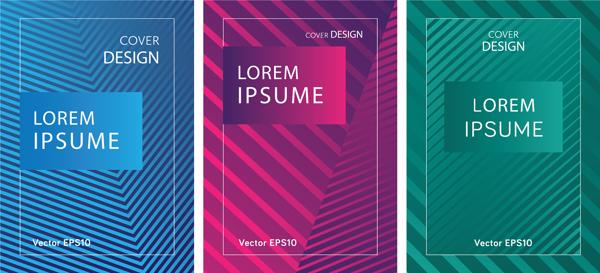 set of booklets with geometric lines and gradient