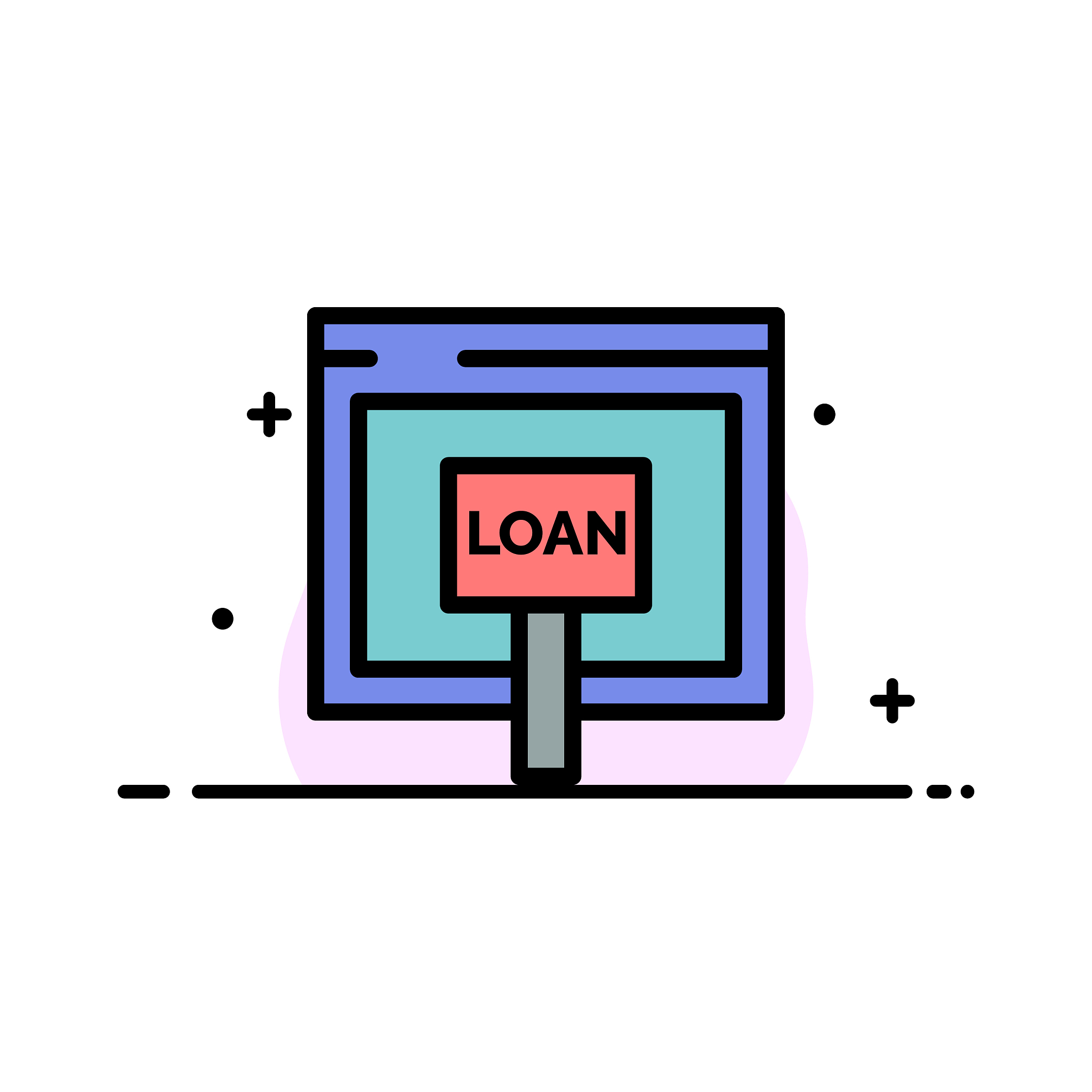 credit internet loan money online business flat