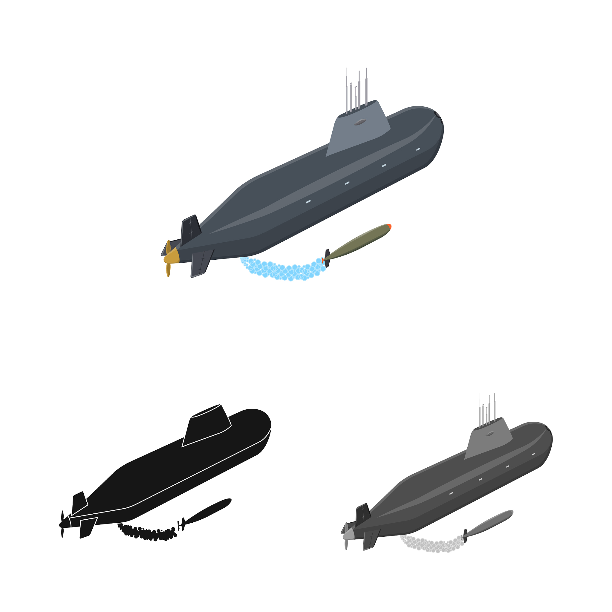 design war and ship icon collection of
