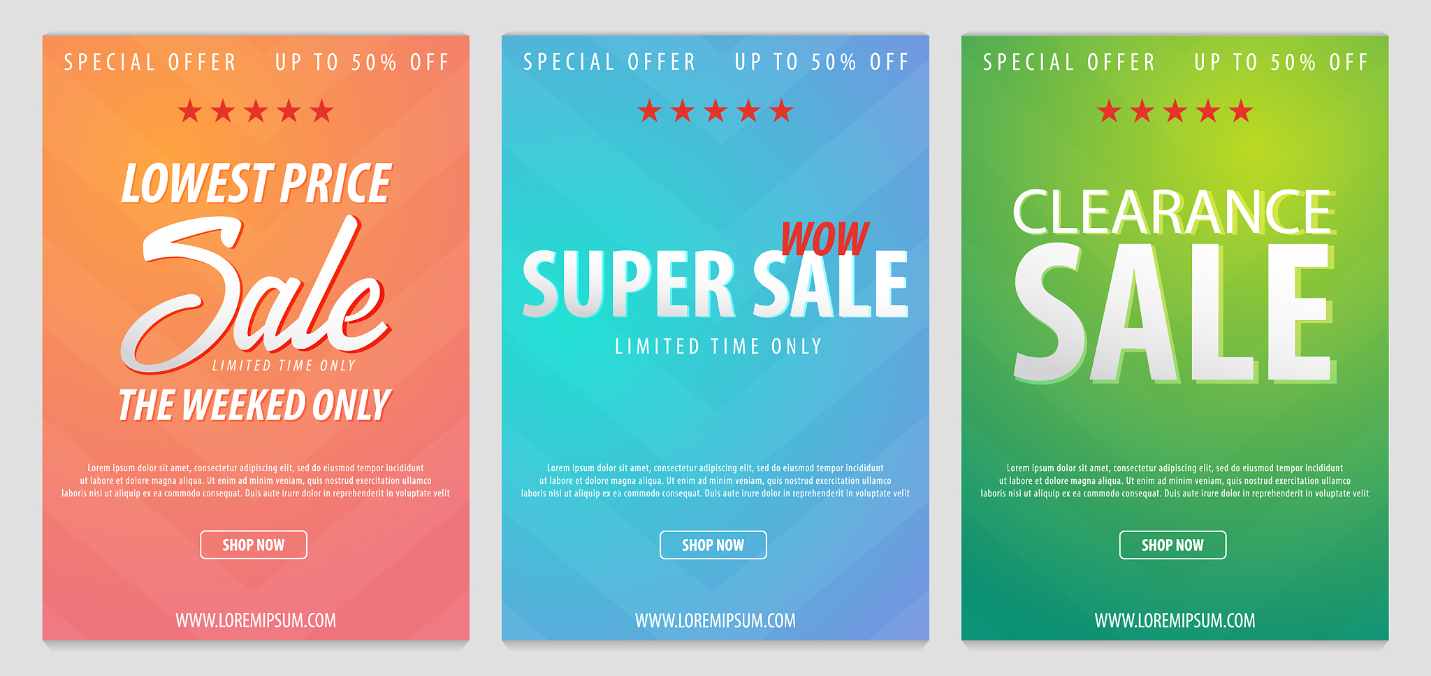 set of sale posters or flyers design discount