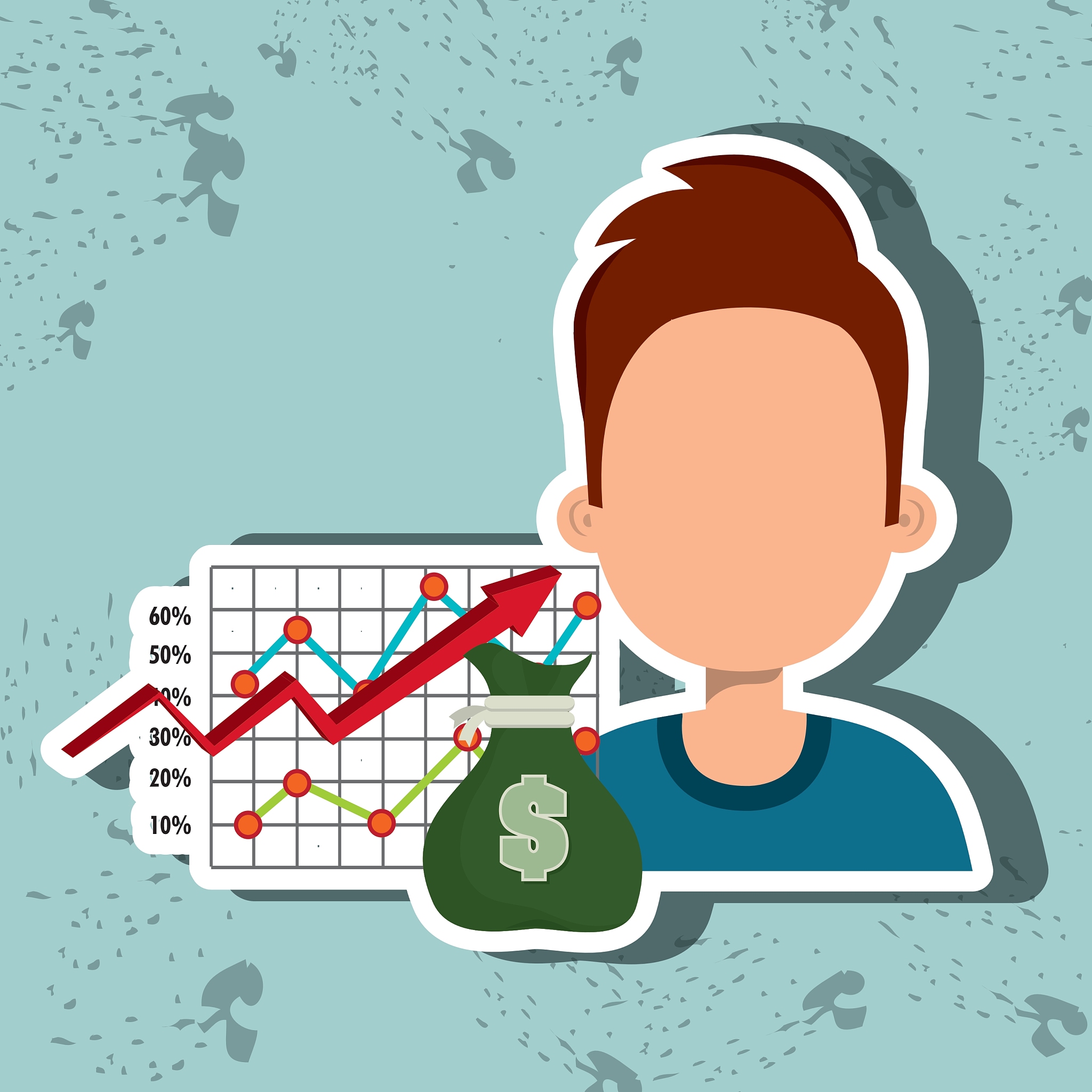 person with economy statistics isolated icon