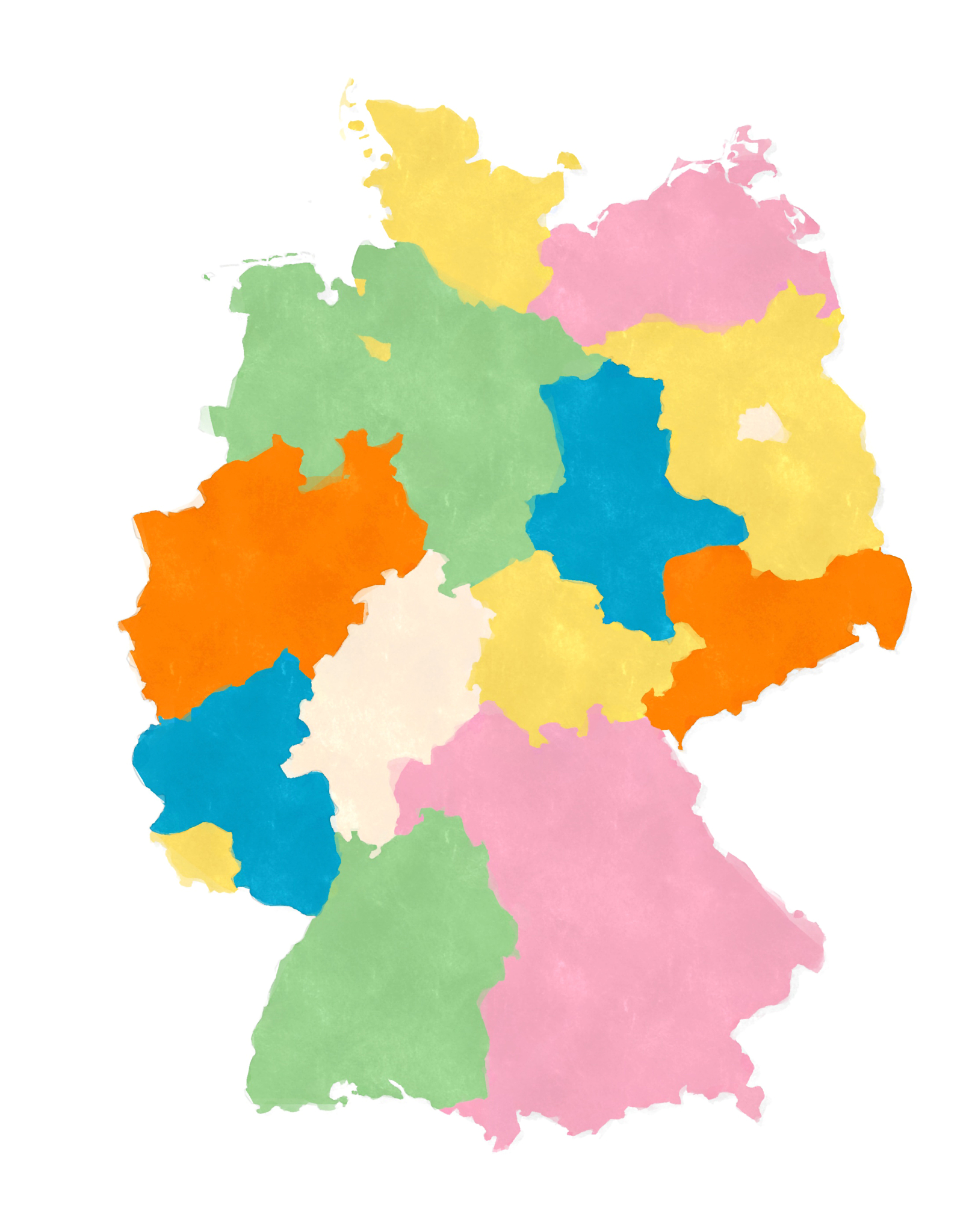 germany map in watercolors