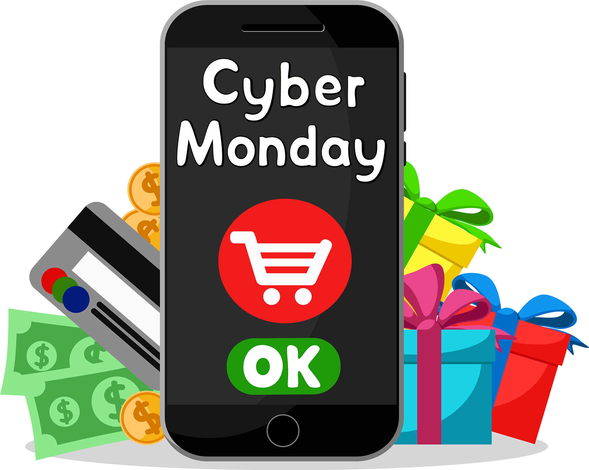 cyber monday shopping online via smartphone on a