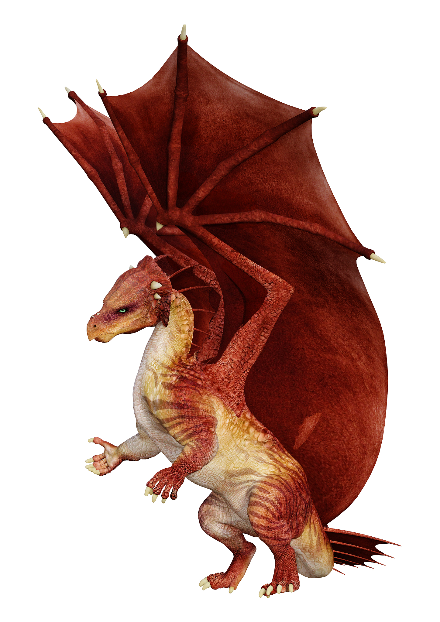 3d illustration fantasy dragon on white
