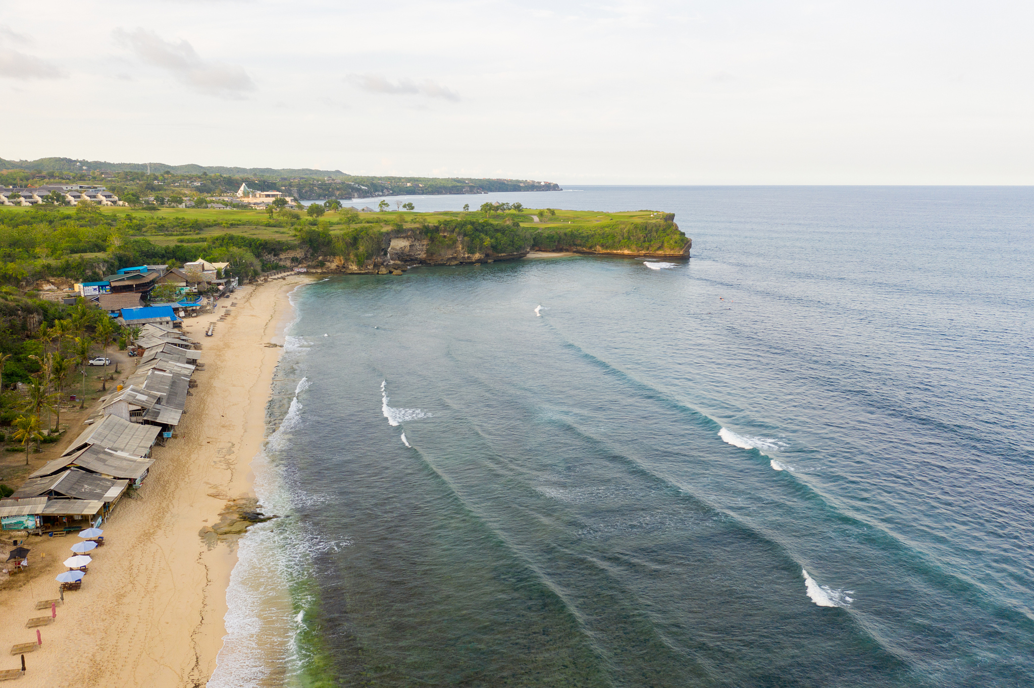 view from the top of balangan beach. nature background drone sho