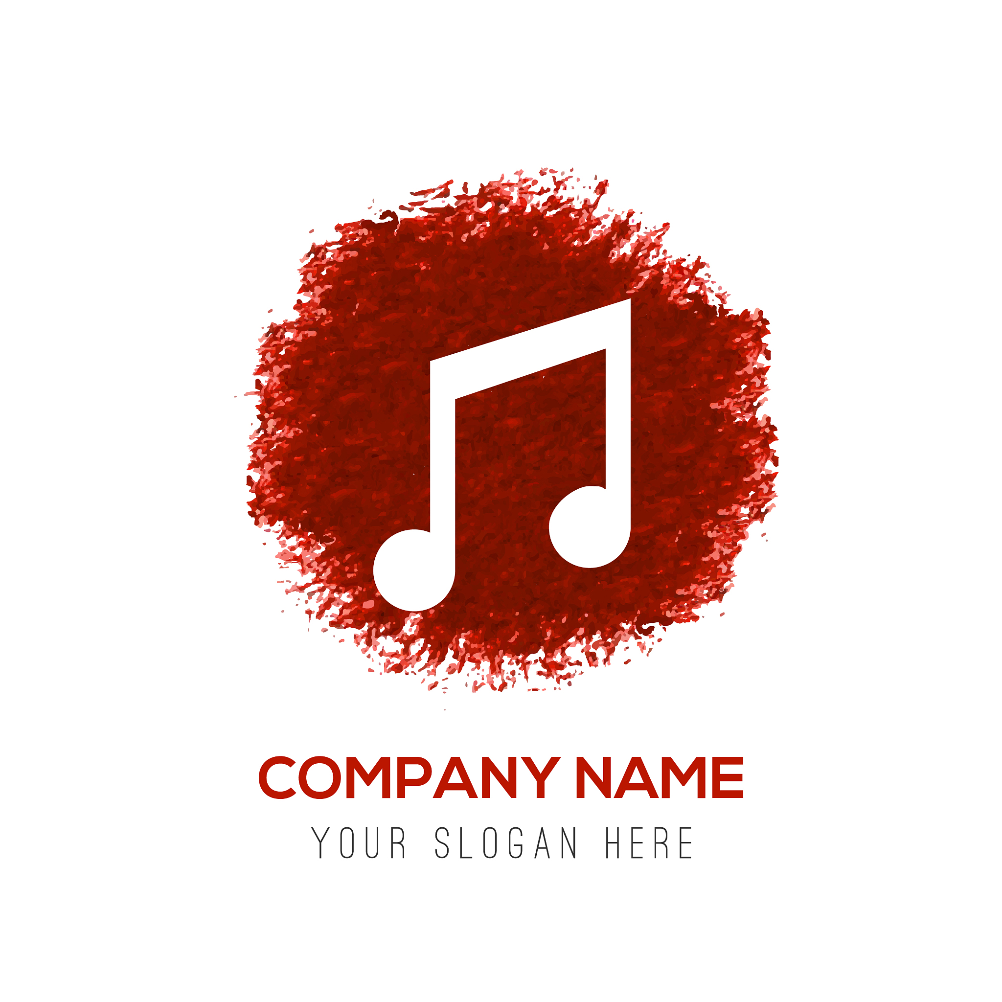 music symbol icon - red watercolor circle splash