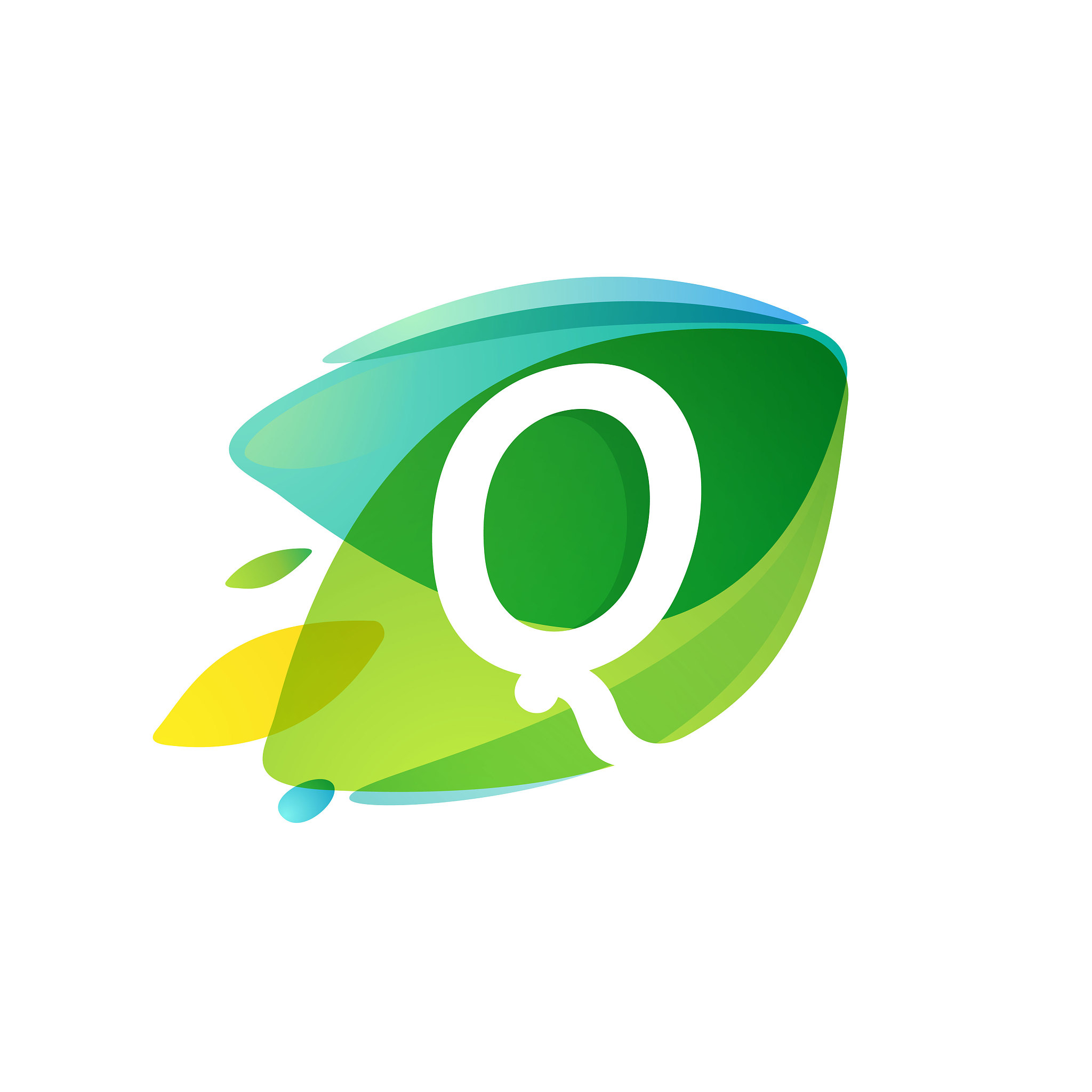letter q logo in dynamic leaves intersection shape.