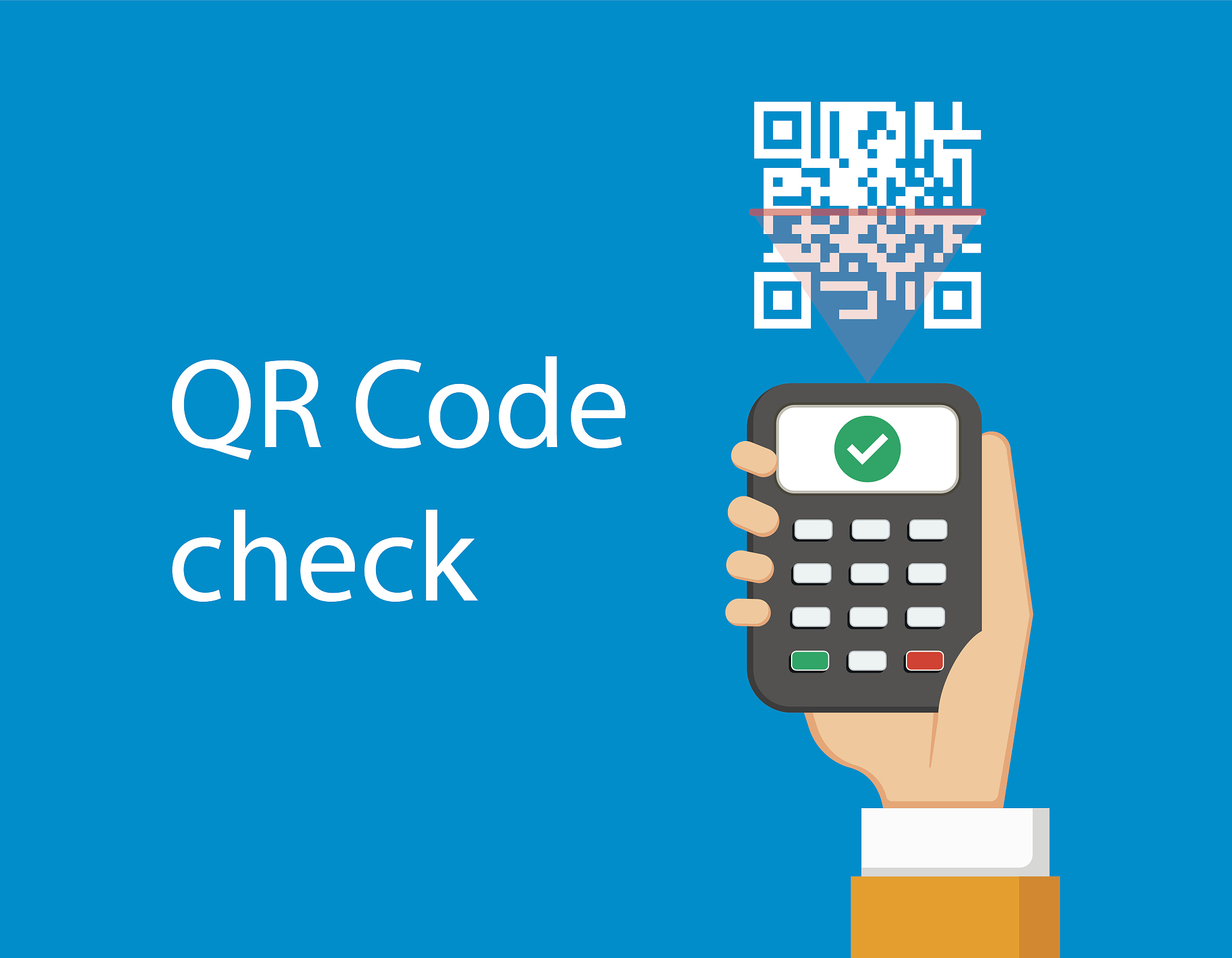 qr scanner in hand check qr code