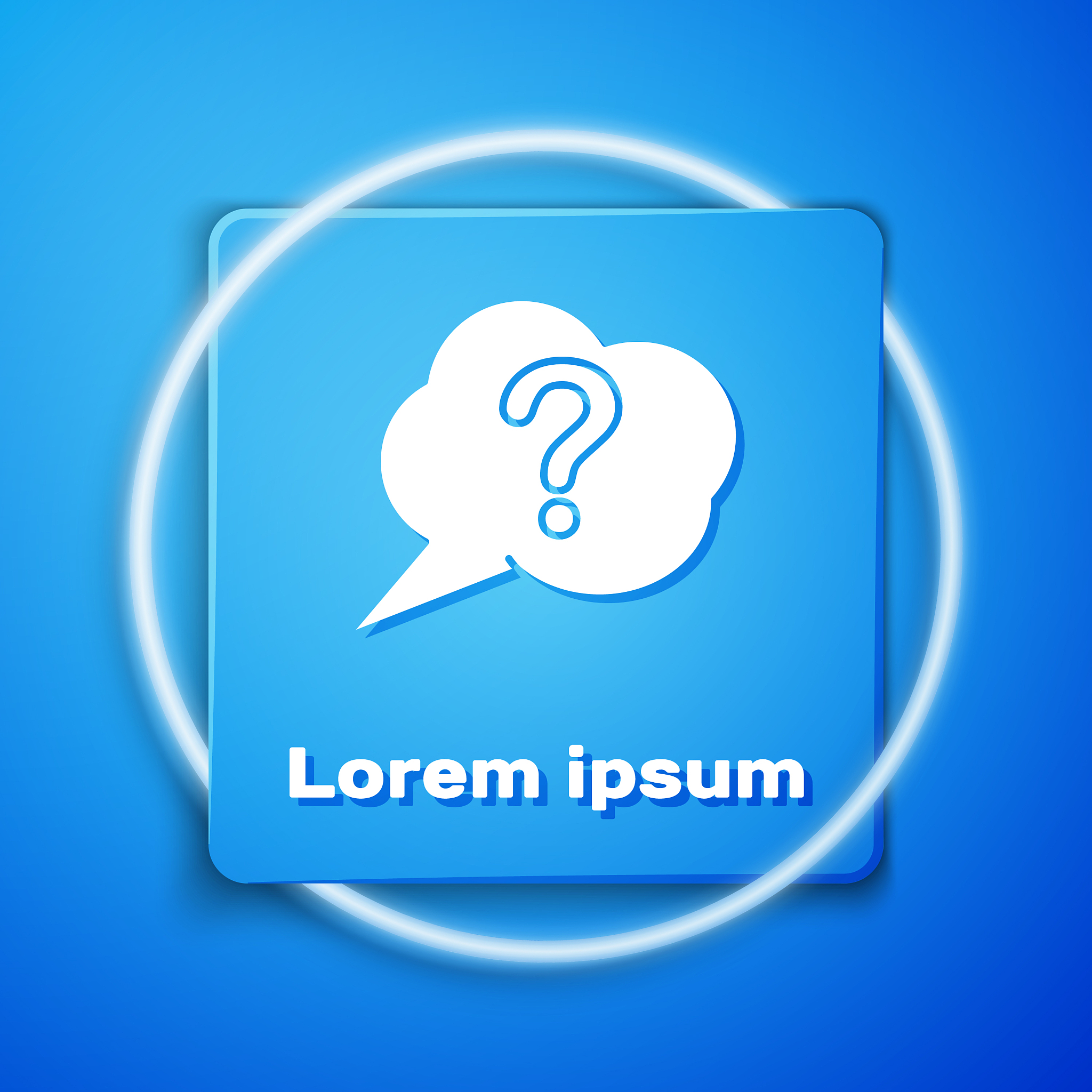 white speech bubble and question icon isolated on