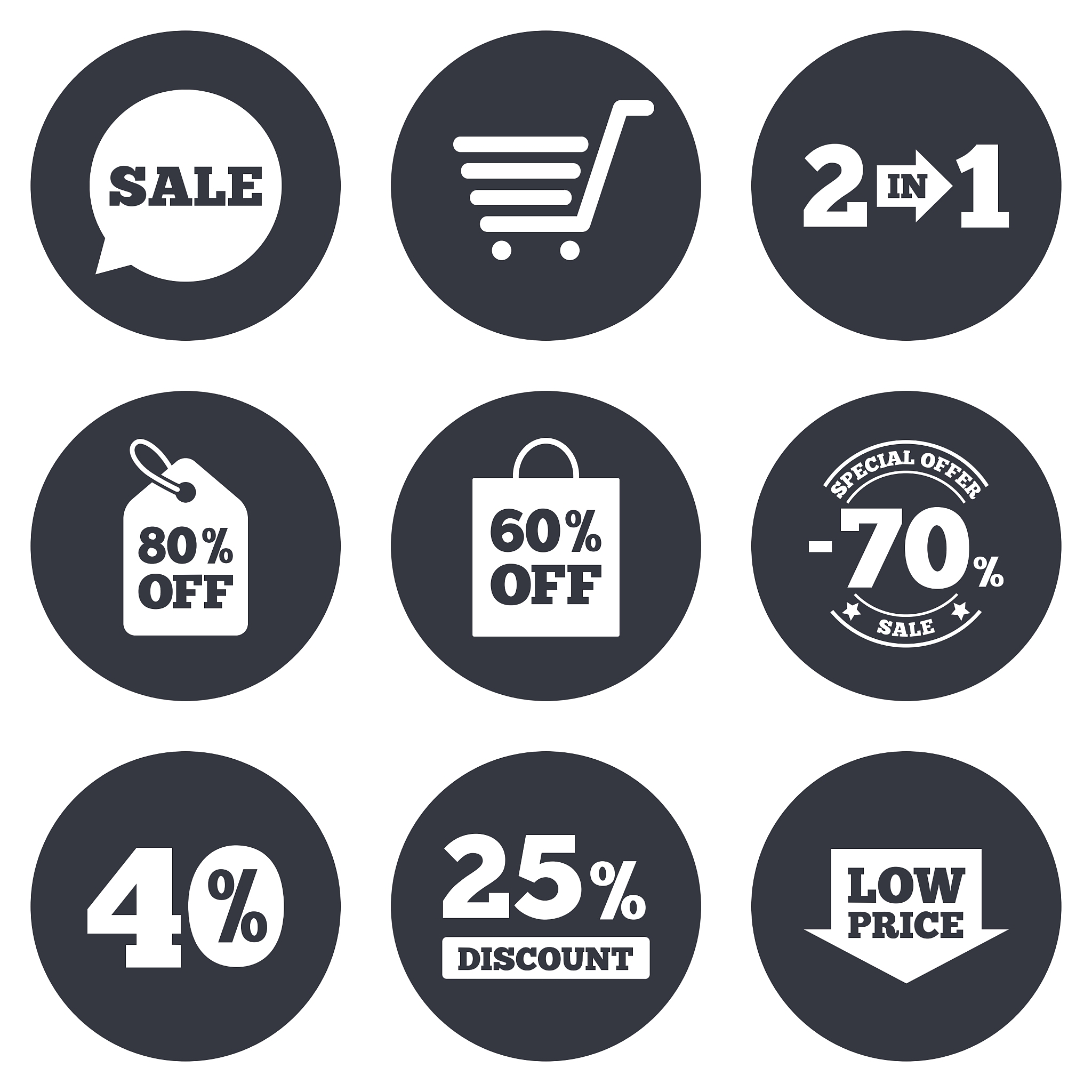 sale discounts icon shopping deal signs