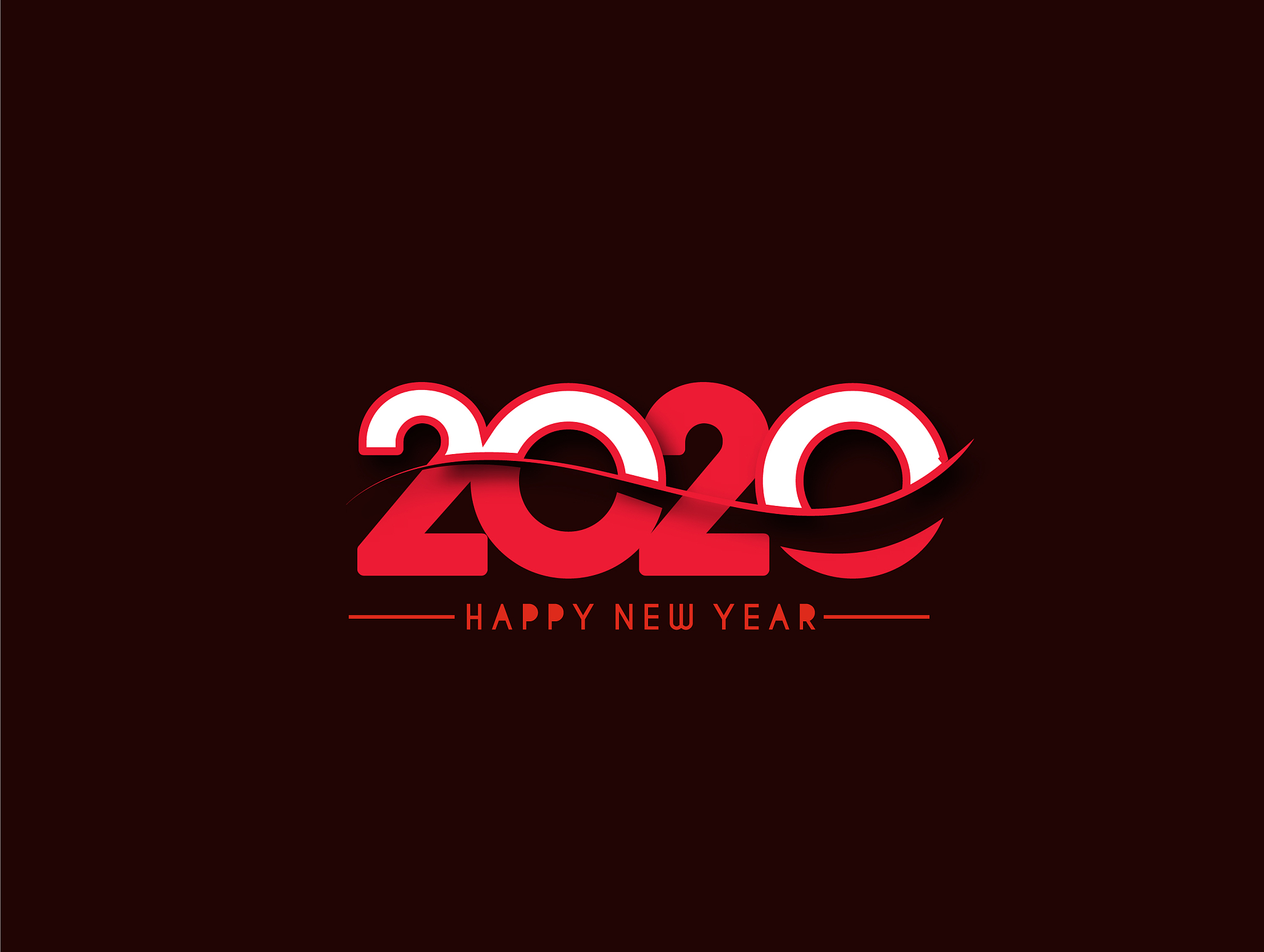 happy new year 2020 text typography design