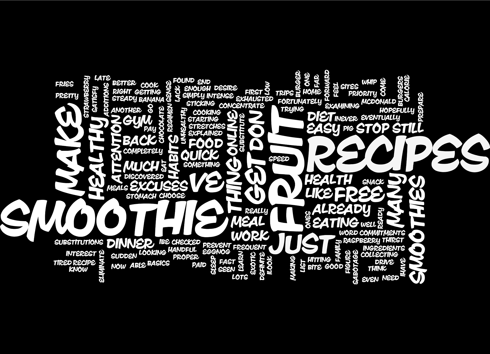 fruit smoothie recipes text background word cloud